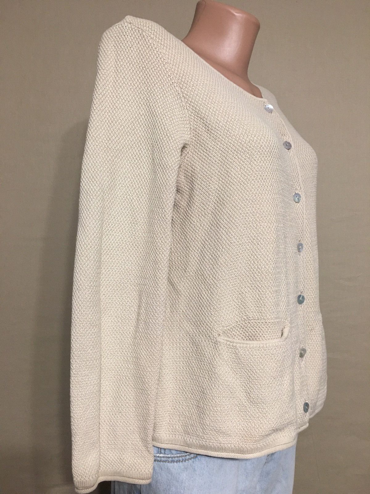 Designer GUDRUN SJODEN Beige Knit Cardigan Sweater Size M Size M / US 6-8 / IT 42-44 - 5 Thumbnail