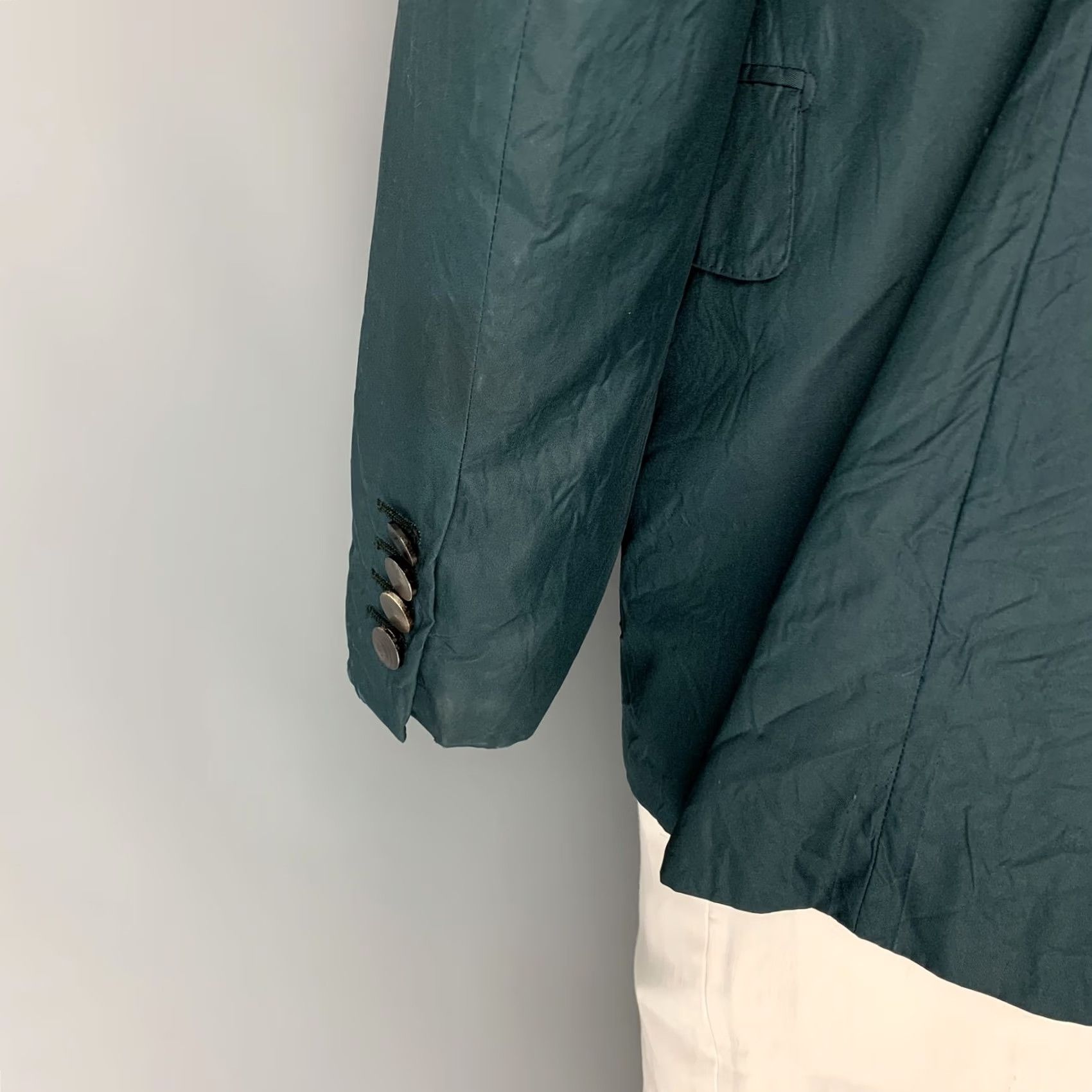 Lanvin LANVIN Sport Coat Size 42 Regular Emerald Wrinkled Silk Notch Lapel Size US XS / EU 42 / 0 - 4 Thumbnail