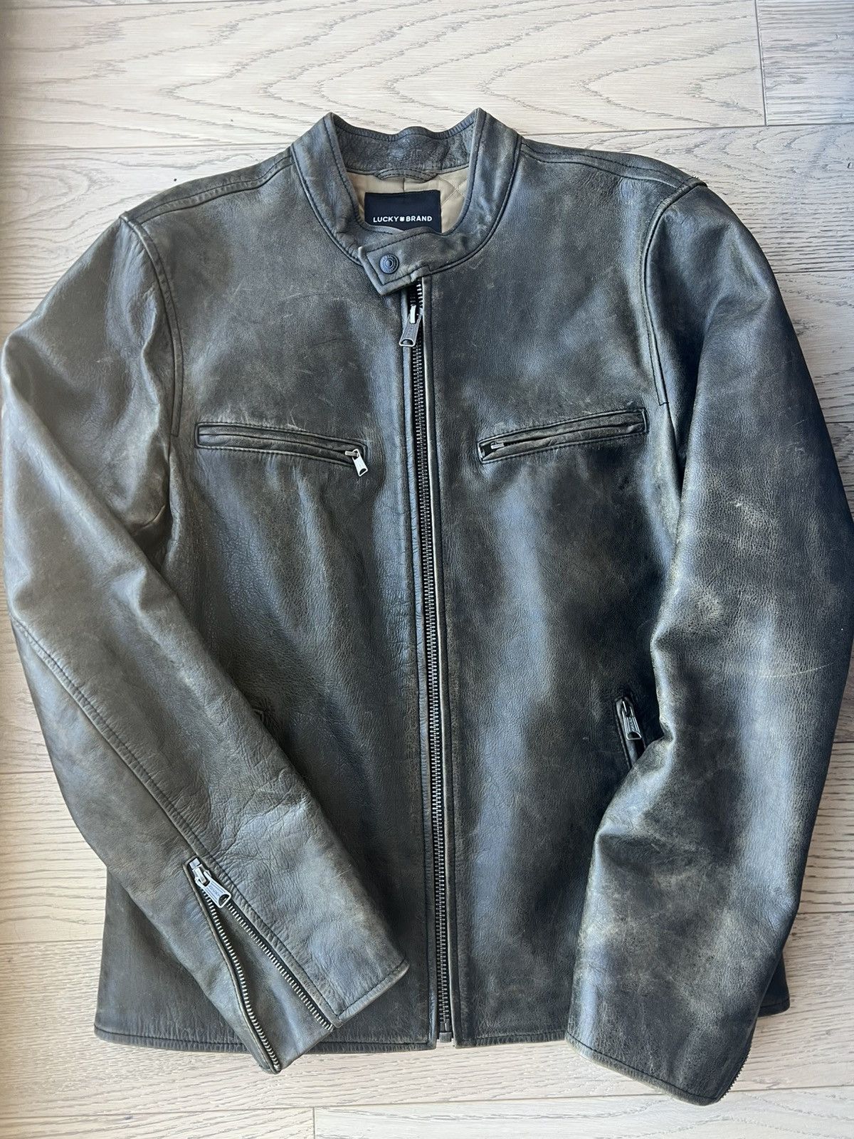 Lucky Brand Lucky Washed Leather Bonneville Jacket Size US M / EU 48-50 / 2 - 2 Thumbnail