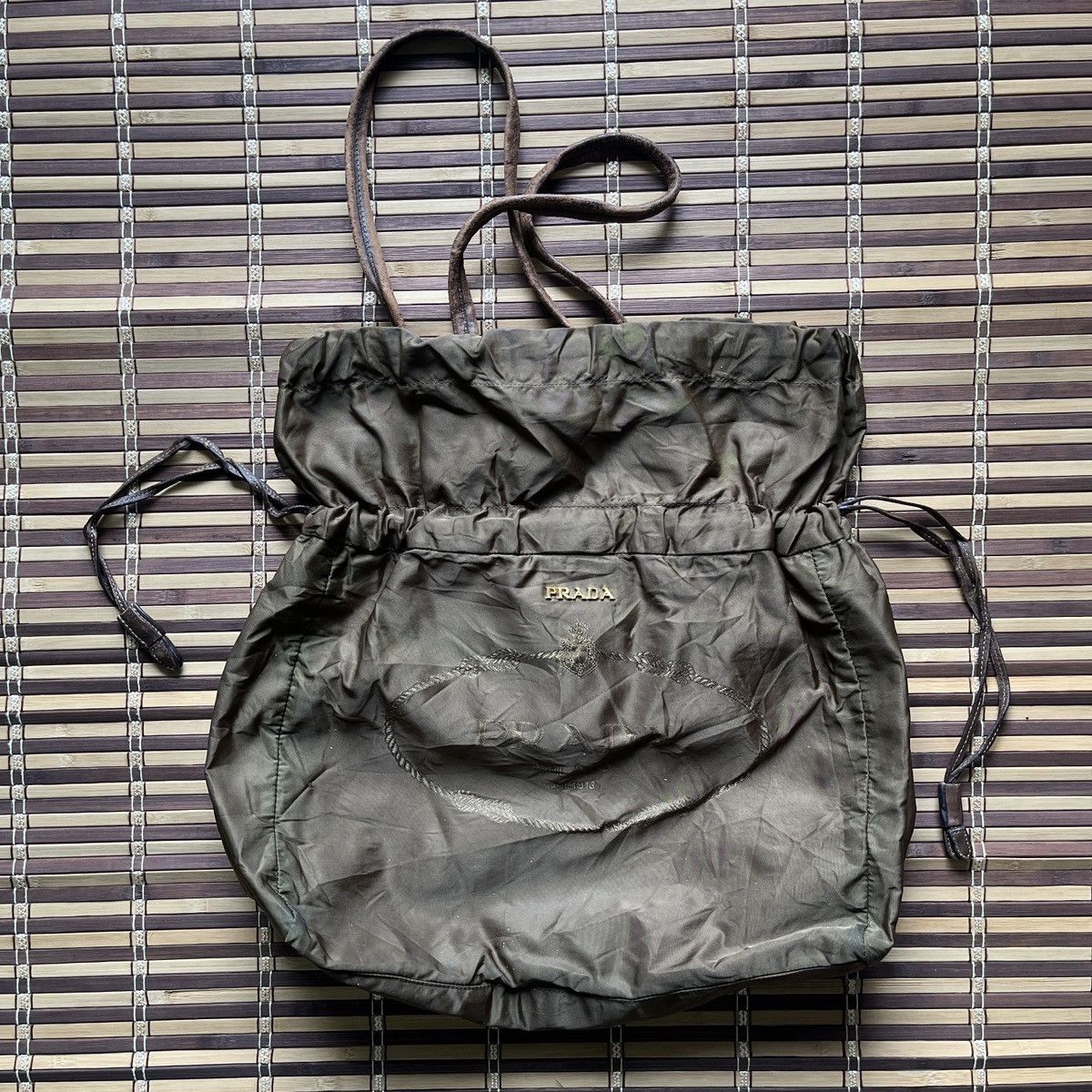 Prada PRADA Tessuto Drawstring Nylon Tote Bag Size ONE SIZE - 3 Thumbnail