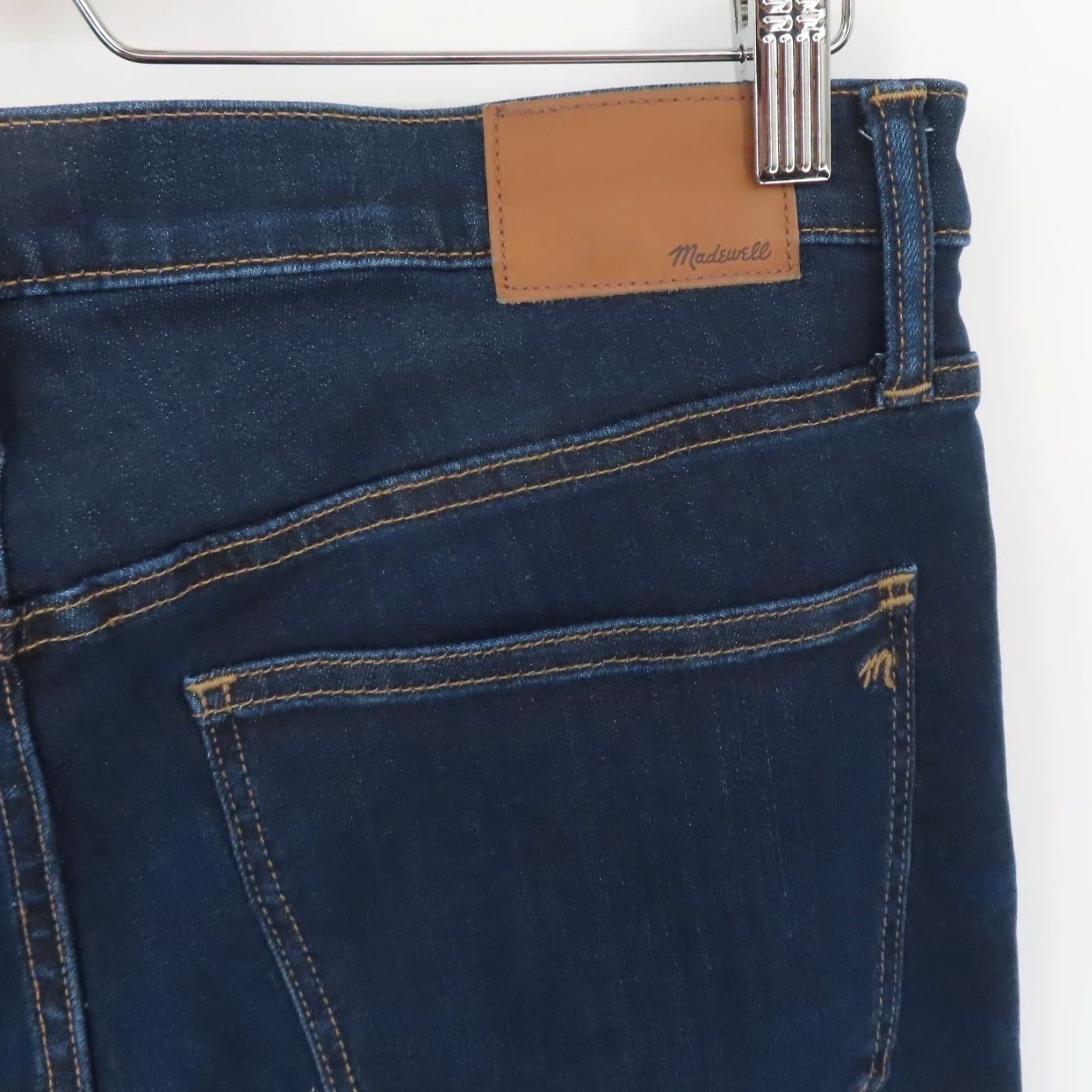 Madewell Madewell 31 Women 9 Inch High Rise Skinny Dark Blue Denim Jeans Whiskered Pocket Size 24" / US 00 / IT 34 - 6 Thumbnail