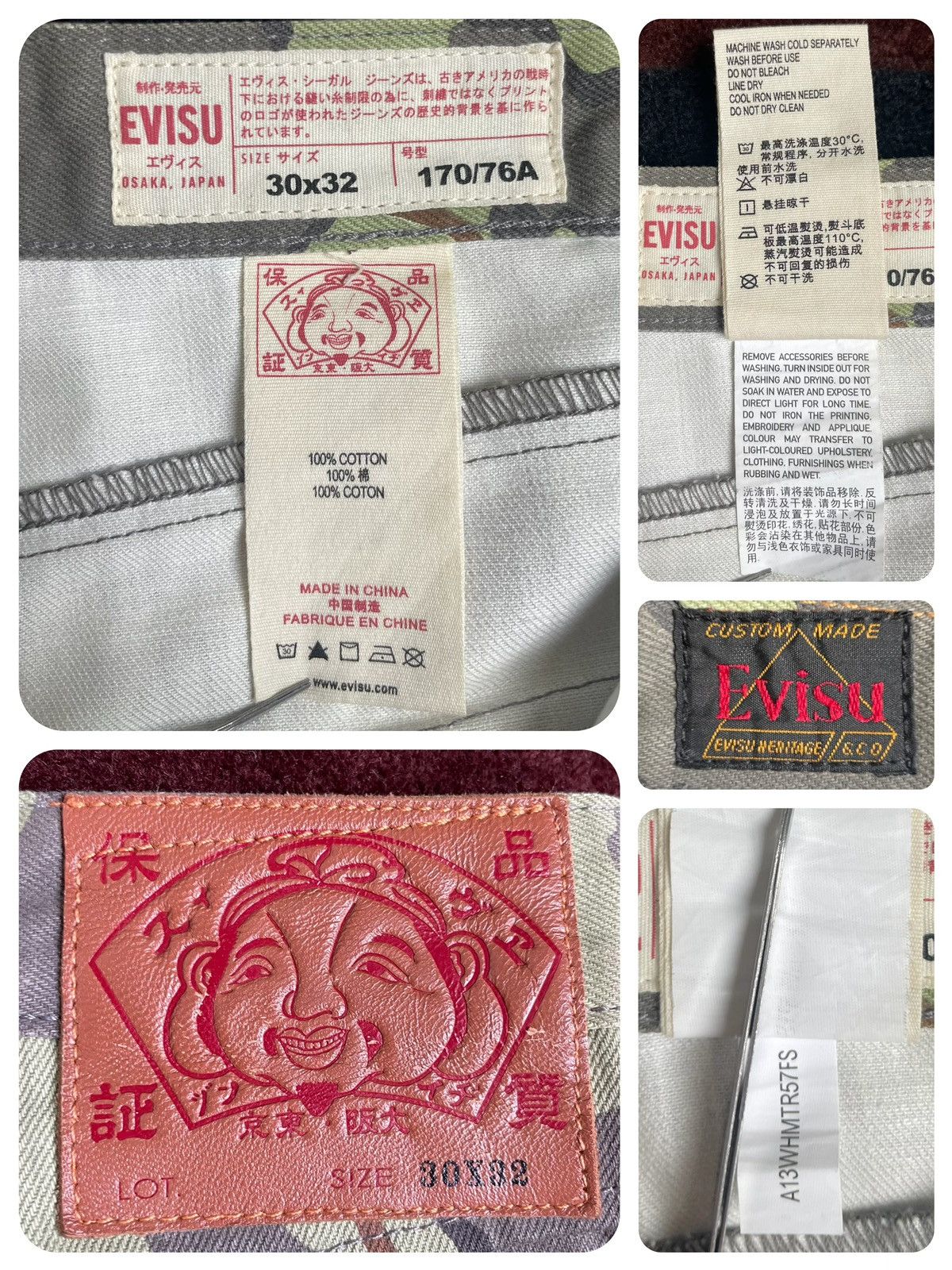 Evisu × Vintage EVISU camo multi-pocket style jeans size：30x32 Size US 30 / EU 46 - 3 Thumbnail