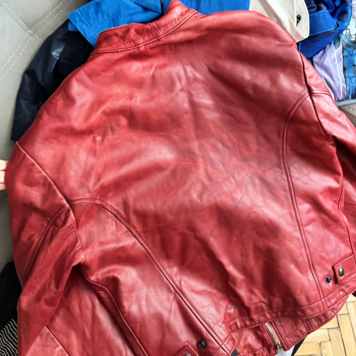 Vintage Vintage 1973 Italy Moto Real Red Leather Jacket Lampo Zip Size US M / EU 48-50 / 2 - 15 Thumbnail