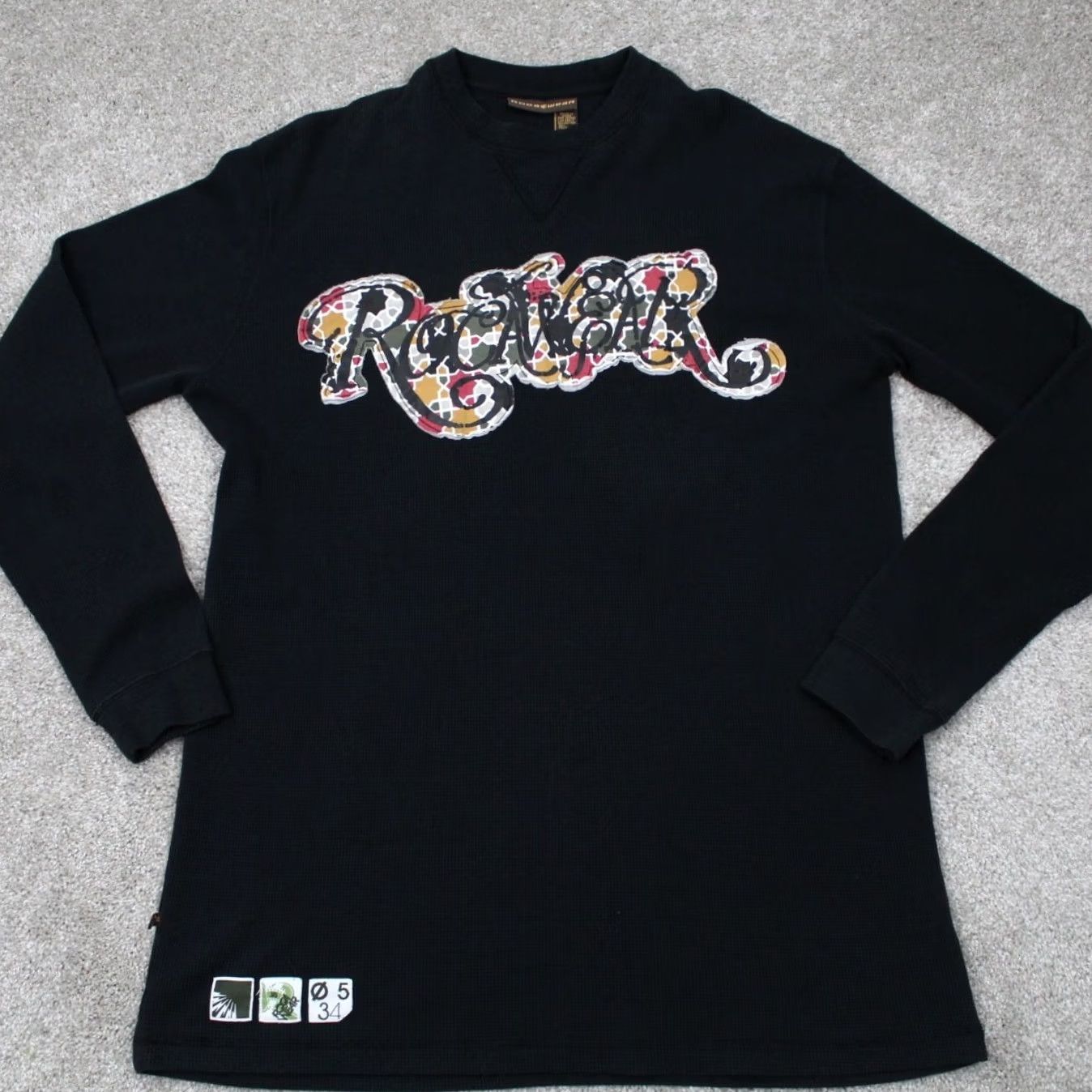 Rocawear Rocawear Shirt Mens 2XL XXL Black Waffle Knit Cotton/Poly Long Sleeve Pullover Shirt Size US XXL / EU 58 / 5 - 2 Thumbnail