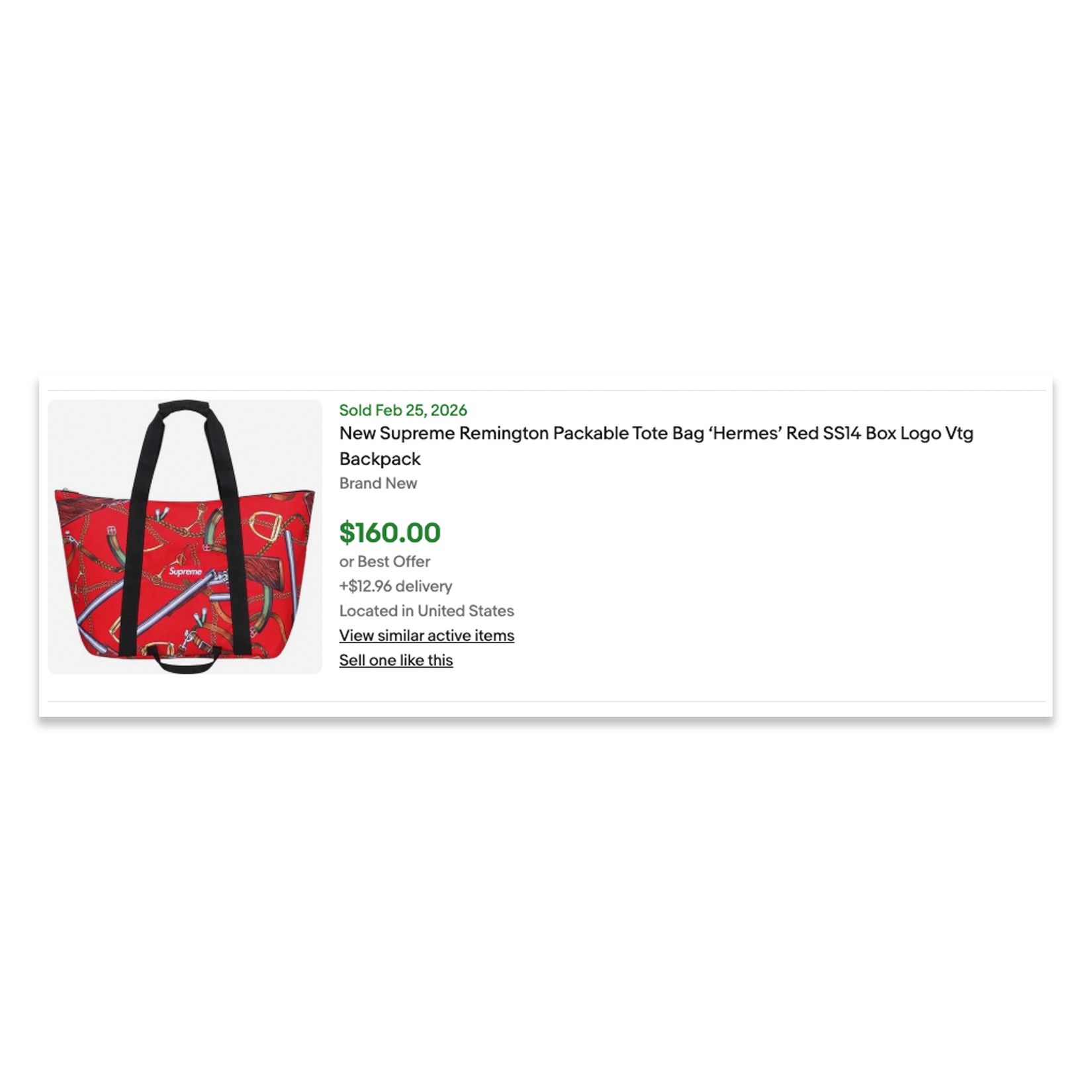 Supreme SS14 Supreme Remington "Hermes" Packable Tote Bag Size ONE SIZE - 3 Thumbnail