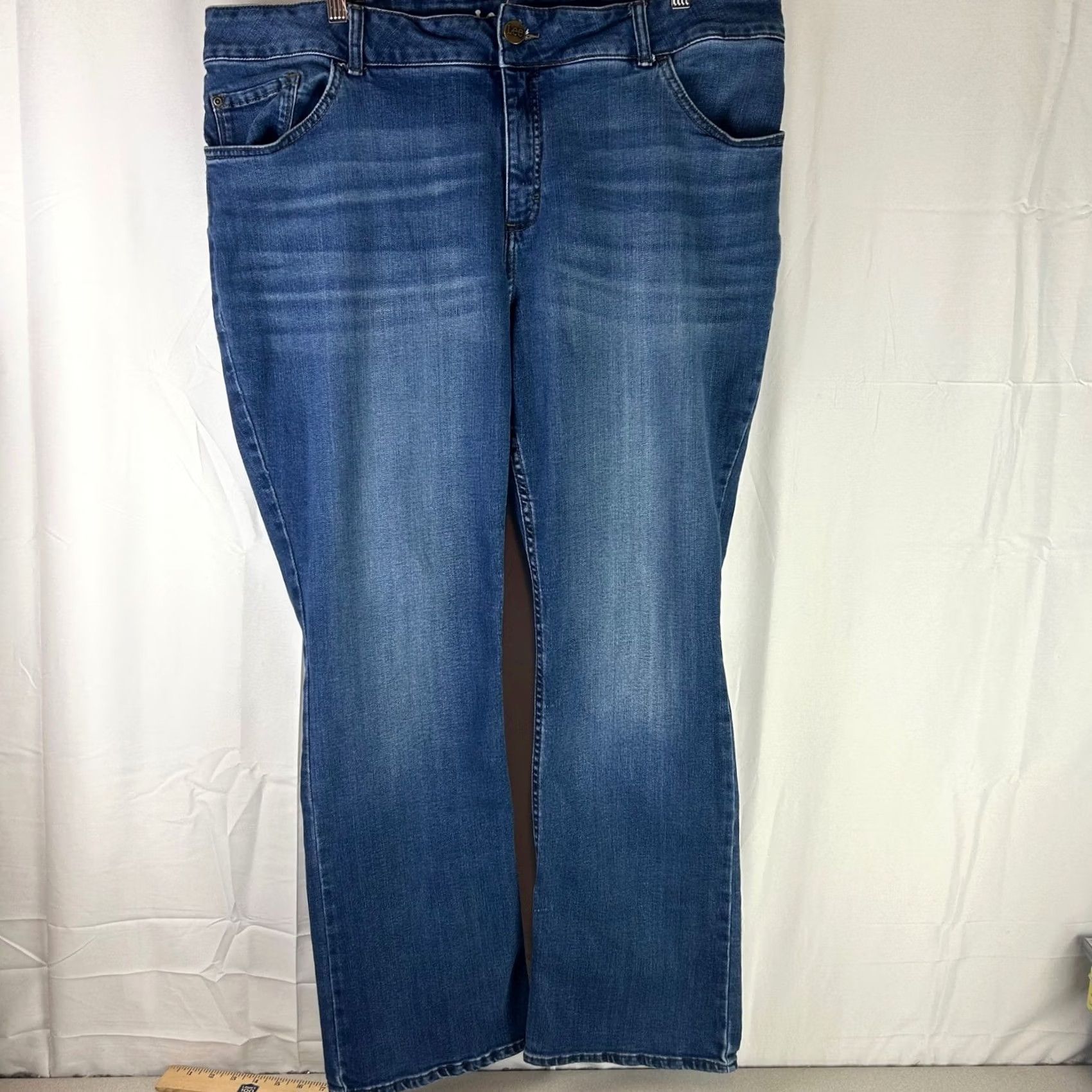 Lee Lee Boot Cut Jeans Womens 22W Blue Mid Rise Regular Denim Pants Size 40" / US 18 - 2 Thumbnail