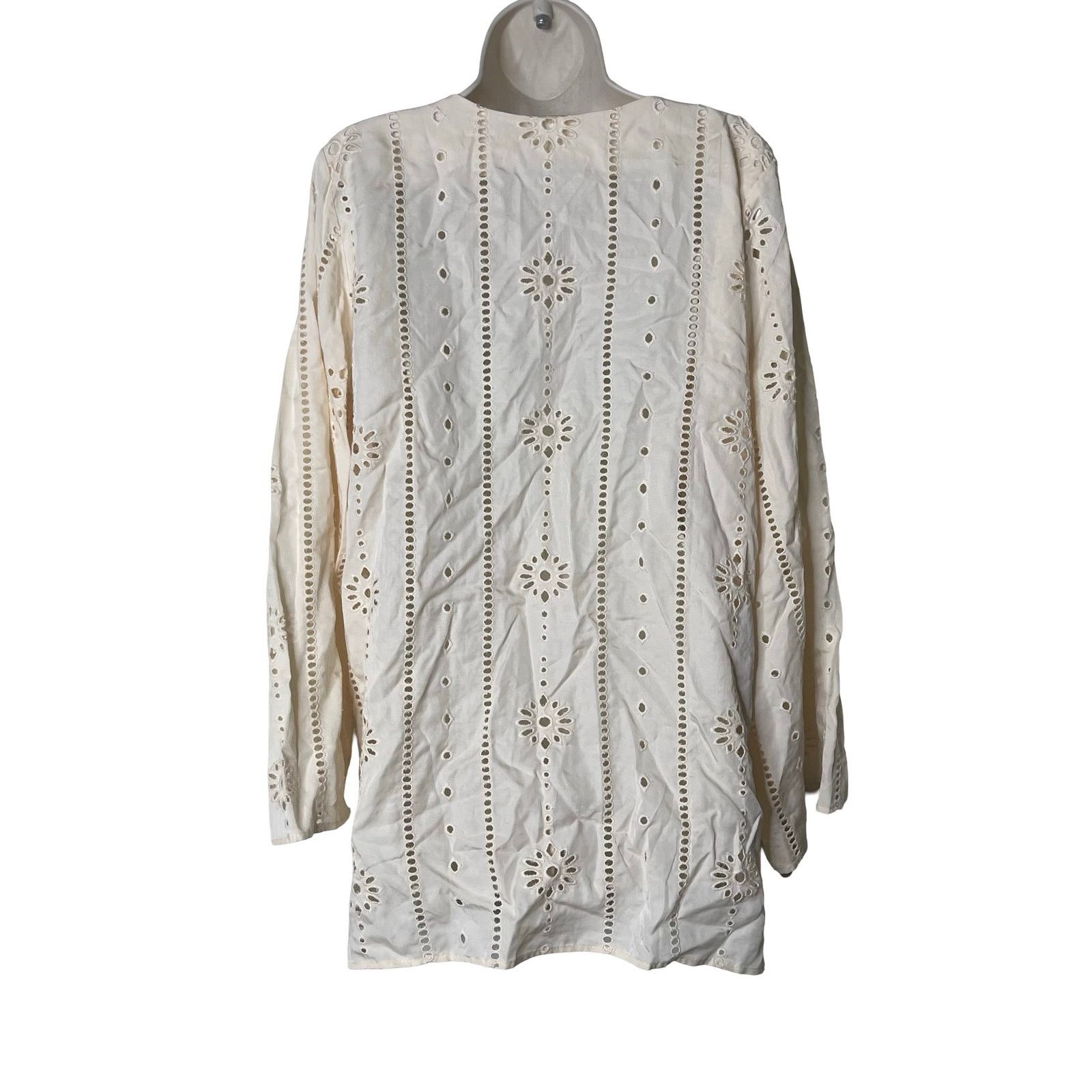 Other JUAN DE DIOS Lisa Cotton Eyelet Maxi Shirt in Beige Cream Size S / US 4 / IT 40 - 8 Thumbnail