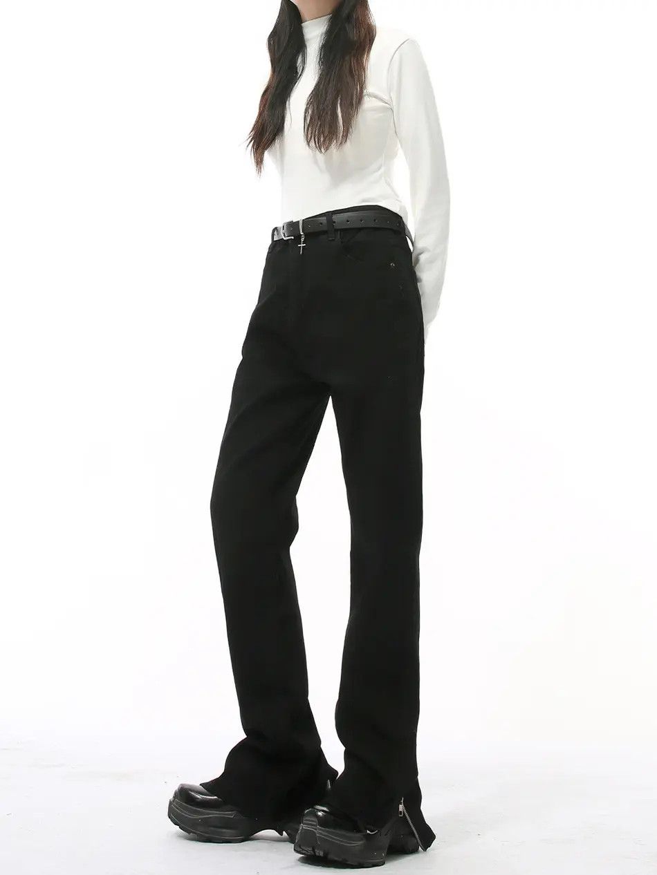 Japanese Brand Retro loose zipper micro flared jeans Size US 30 / EU 46 - 2 Thumbnail