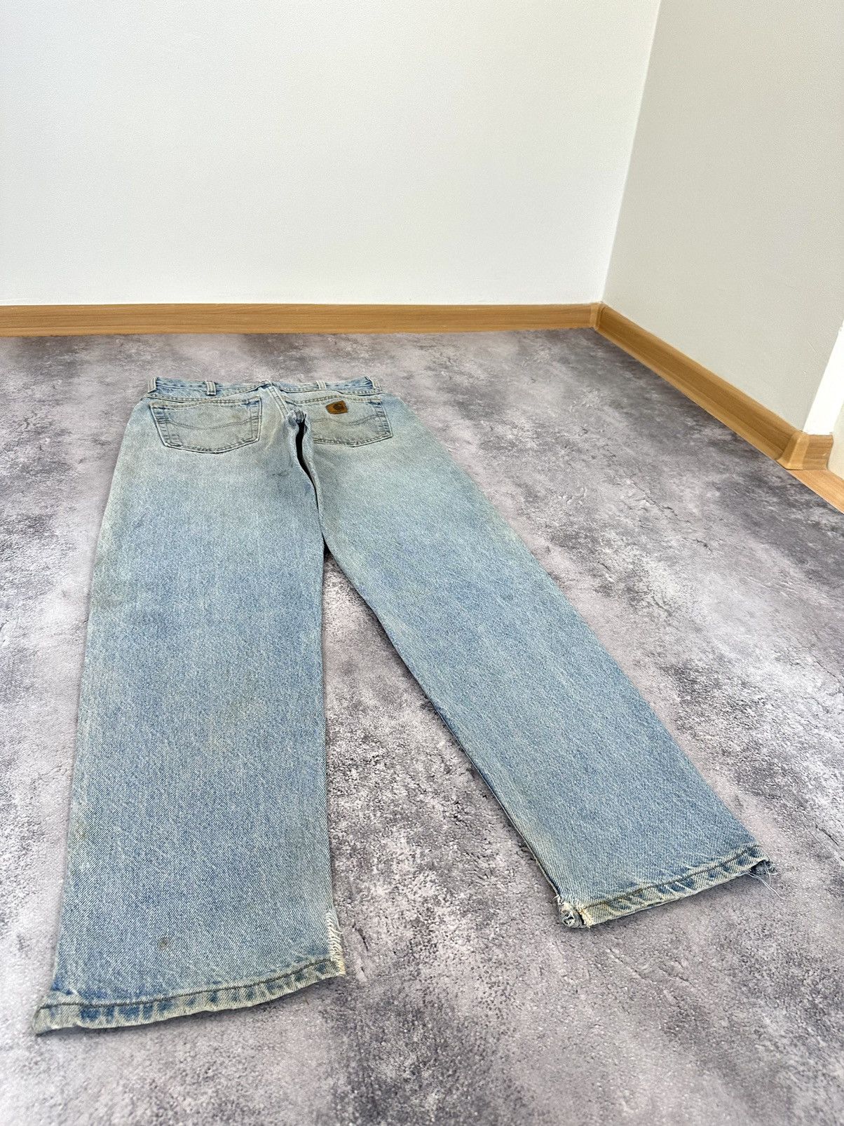 Carhartt Vintage 90s Carhartt Made In USA Light Blue Distressed Jeans Size US 32 / EU 48 - 3 Thumbnail