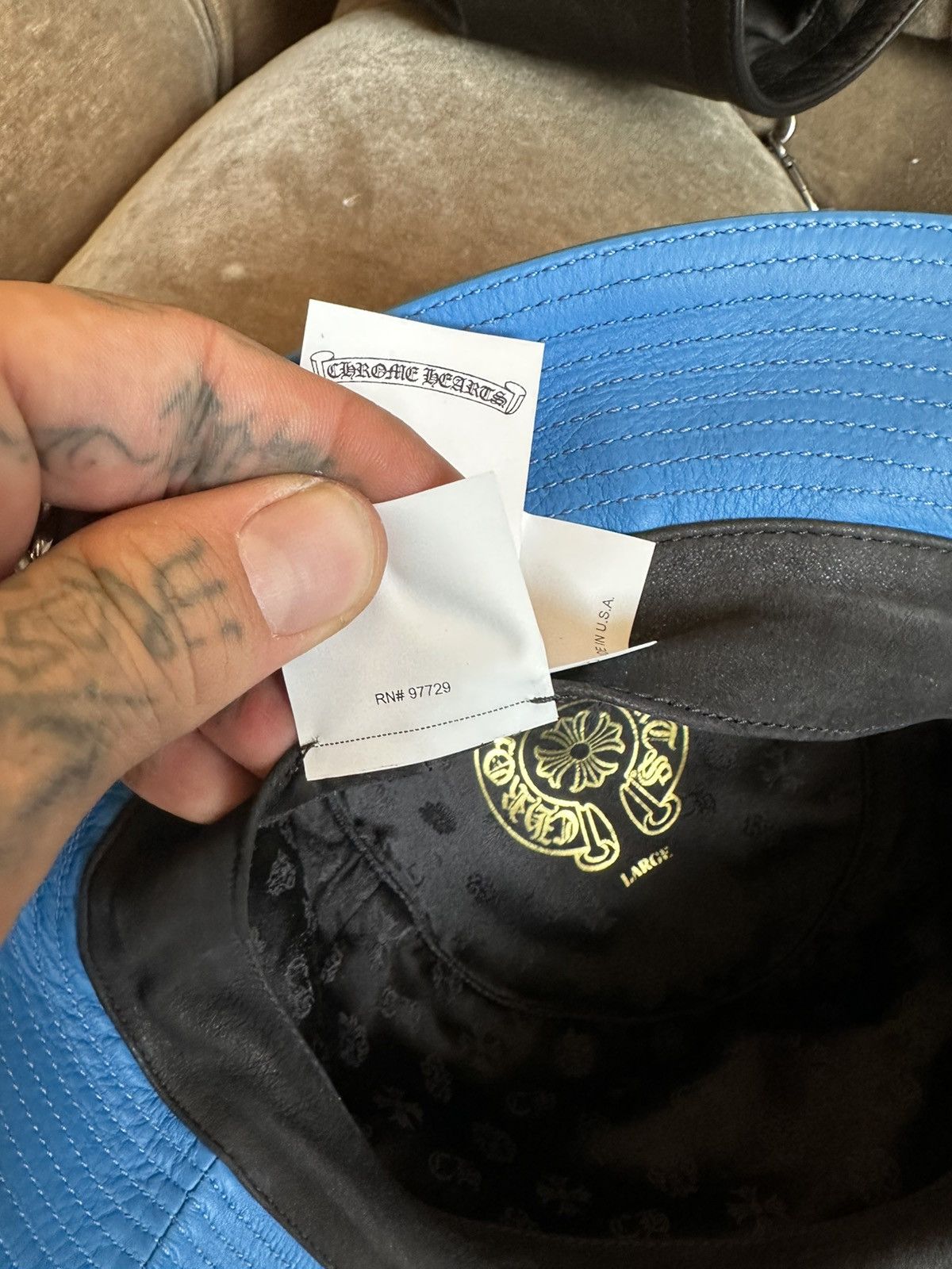 Chrome Hearts Chrome Hearts Turquoise CROSS PATCH FLOOD Bucket leather hat Size ONE SIZE - 12 Thumbnail