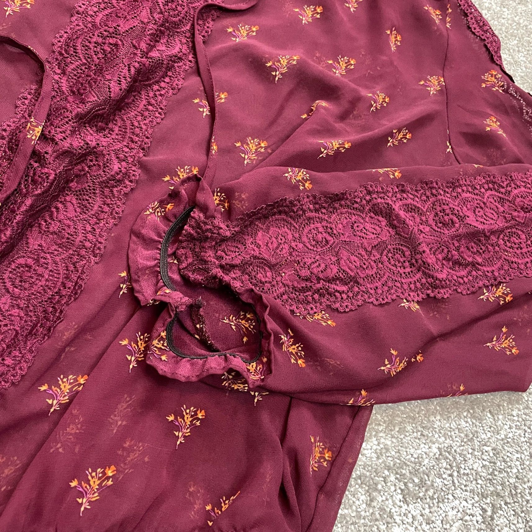Vintage Boutique Blouse Shirt 1X Red Lightweight Tie Long Sleeve Top Womens Casual Workwear Blouse Size XL / US 12-14 / IT 48-50 - 5 Thumbnail