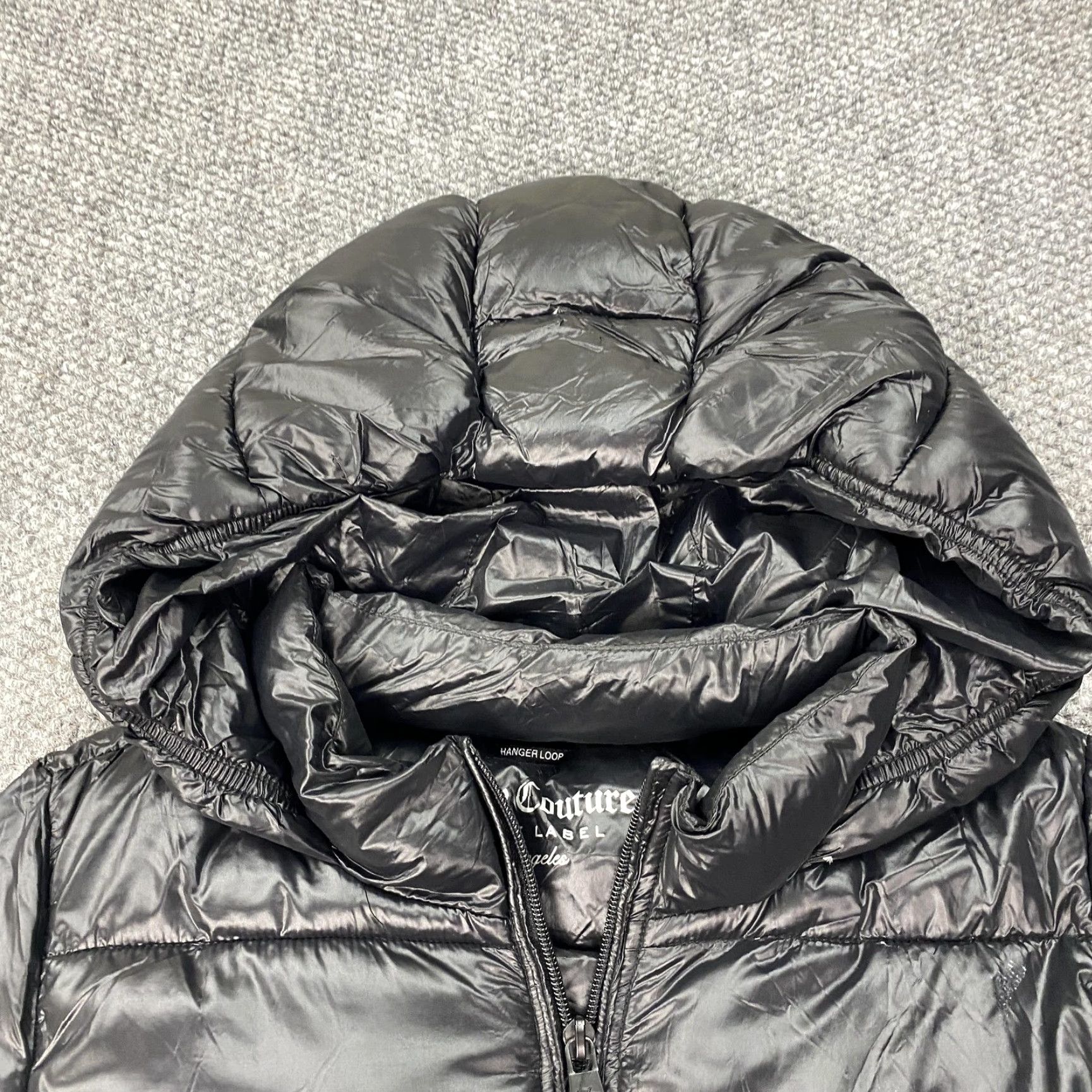 Juicy Couture Juicy Couture Black Label Puffer Jacket Womens Small Black Hooded Down Blend Coat Size S / US 4 / IT 40 - 4 Thumbnail