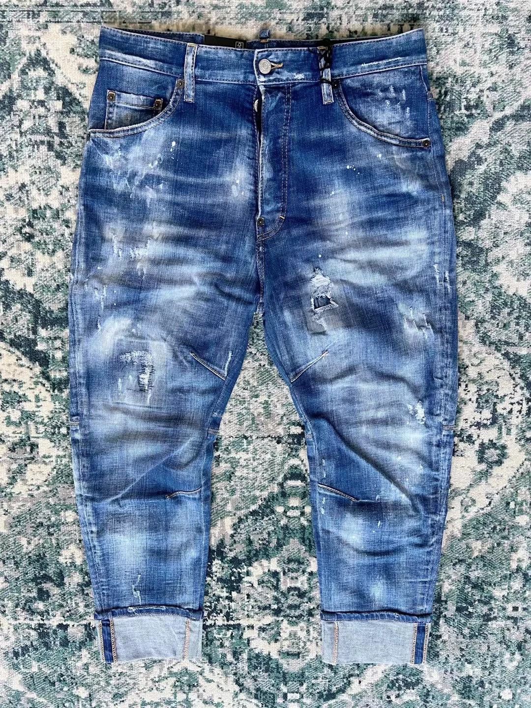 Dsquared2 Blue Washed Combat Jeans Special Edition