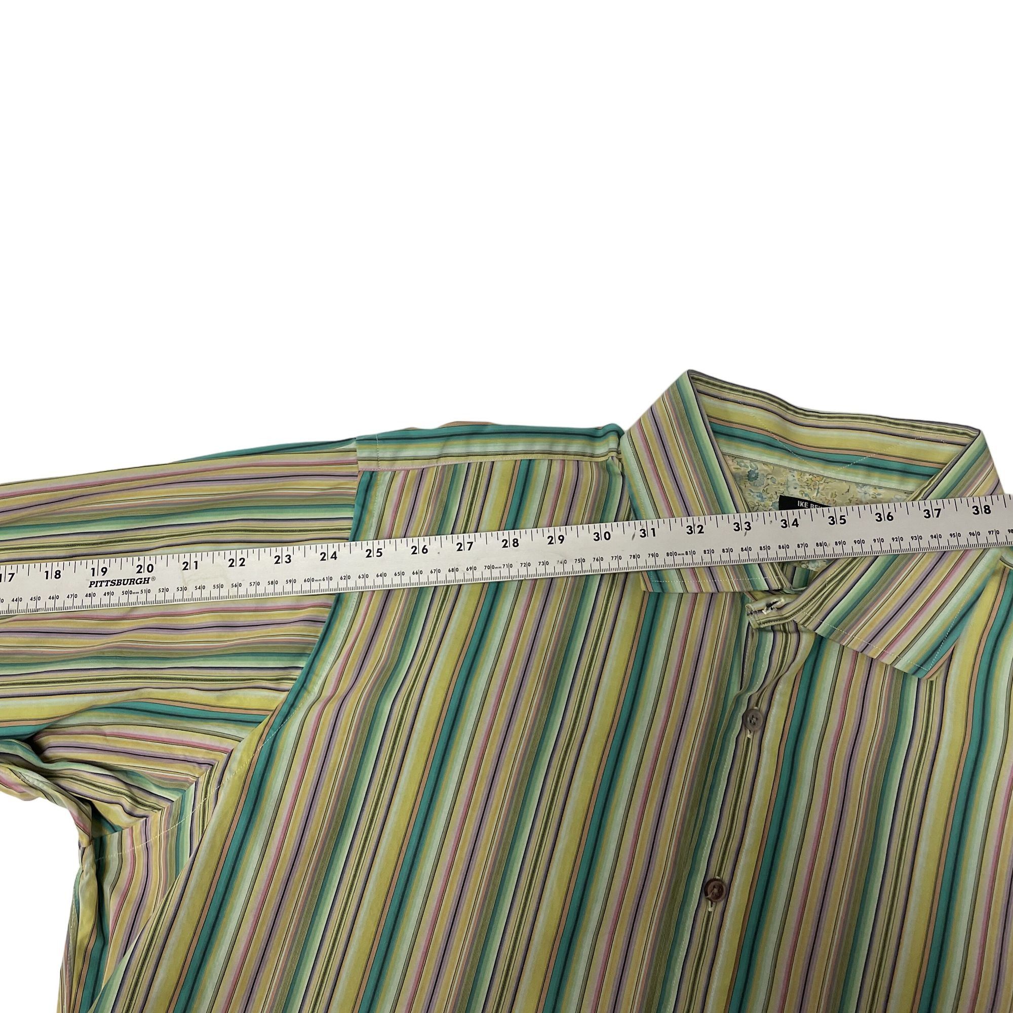 Ike Behar Ike Behar Trim Fit Green RAINBOW CANDY Stripe Dress Shirt Size US XL / EU 56 / 4 - 9 Thumbnail