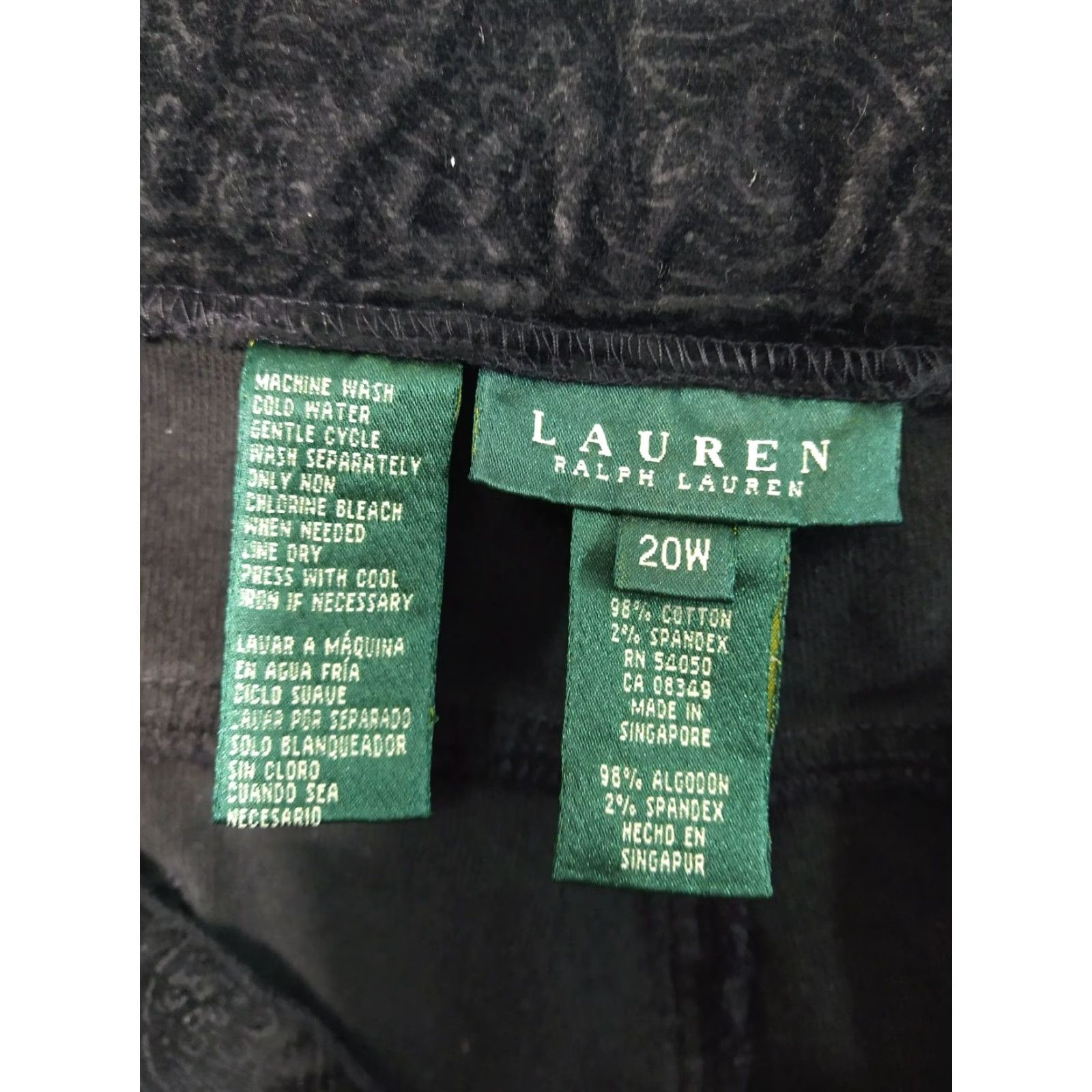 Ralph Lauren Ralph Lauren Pants Womens 20 Black Paisley Corduroy Straight Leg High Rise Chino 20W Boyfriend? Womens. Size 42" / US 20 - 7 Thumbnail