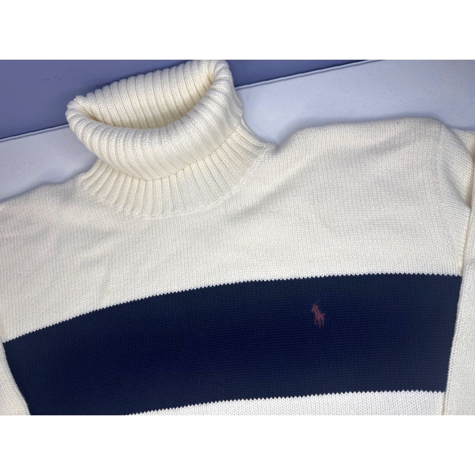 Ralph Lauren VINTAGE Polo Ralph Lauren Turtleneck Sweater Mens 2XL Cotton Knit White Pullover New W tags Size US XXL / EU 58 / 5 - 2 Thumbnail