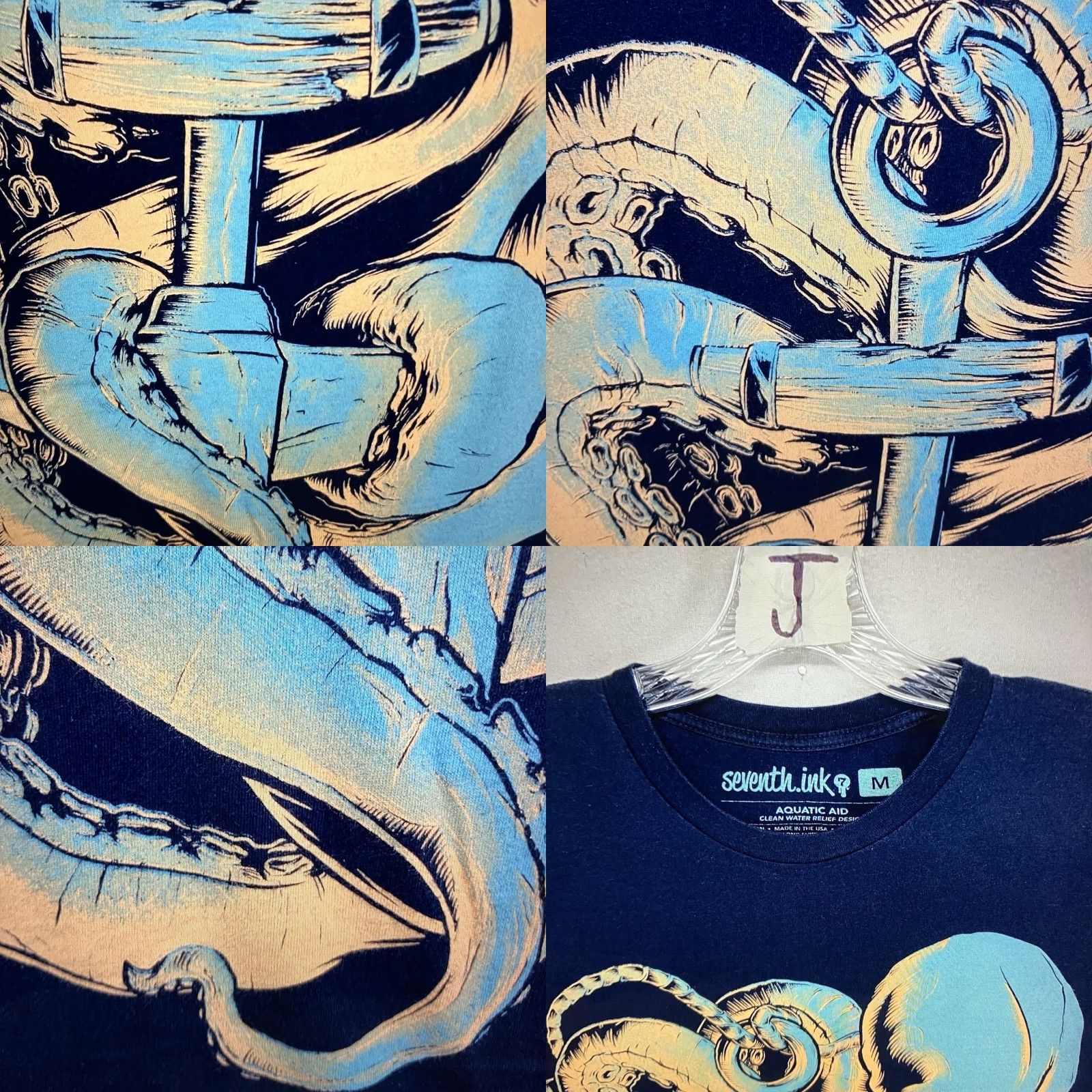 Nautica VINTAGE Nautical Octopus Tattoo Art T-Shirt Men 2020s Navy Cotton Short Sleeve Crew Neck Size US M / EU 48-50 / 2 - 8 Thumbnail