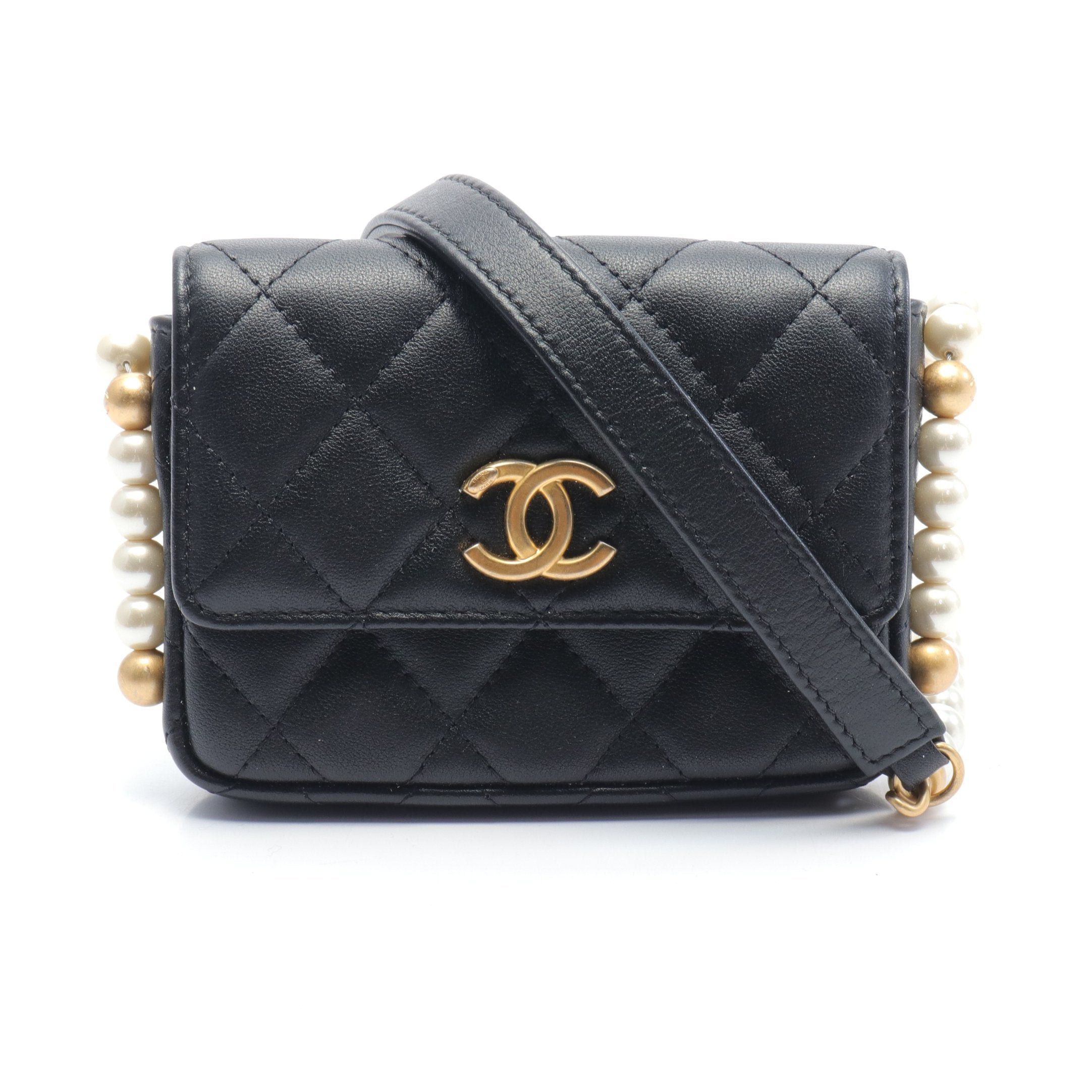 Chanel Chanel Matelasse Chain Shoulder Bag Lambskin Fake Pearl Black Gold Hardware Size ONE SIZE - 1 Thumbnail