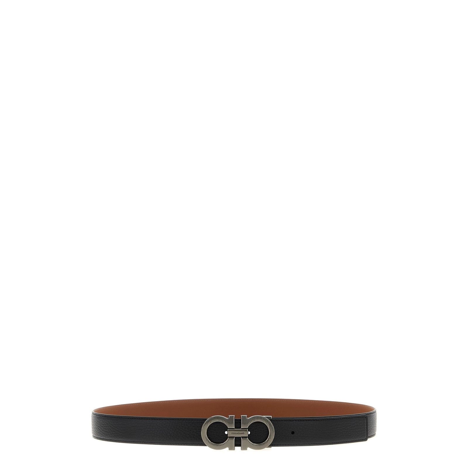 FERRAGAMO Men's Gancini Black/Brown Reversible 32mm Belt New