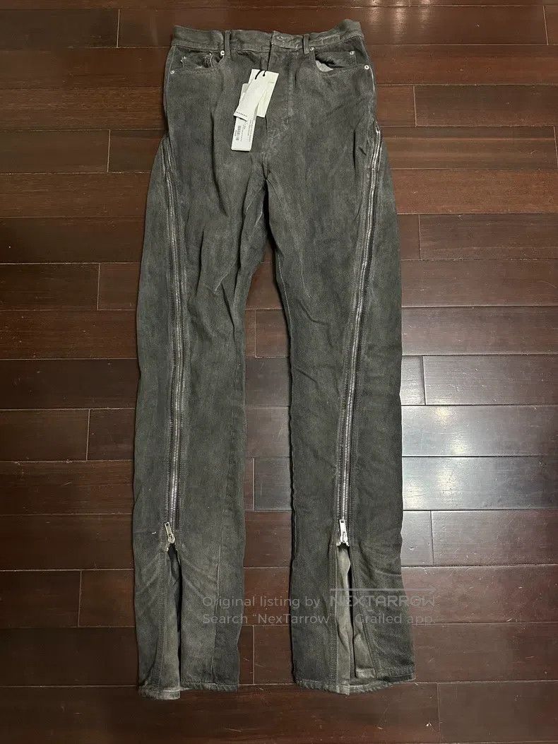 Rick Owens RICK OWENS Dark gray/wash gray Banana zipper denim pants Size US 31 - 1 Thumbnail