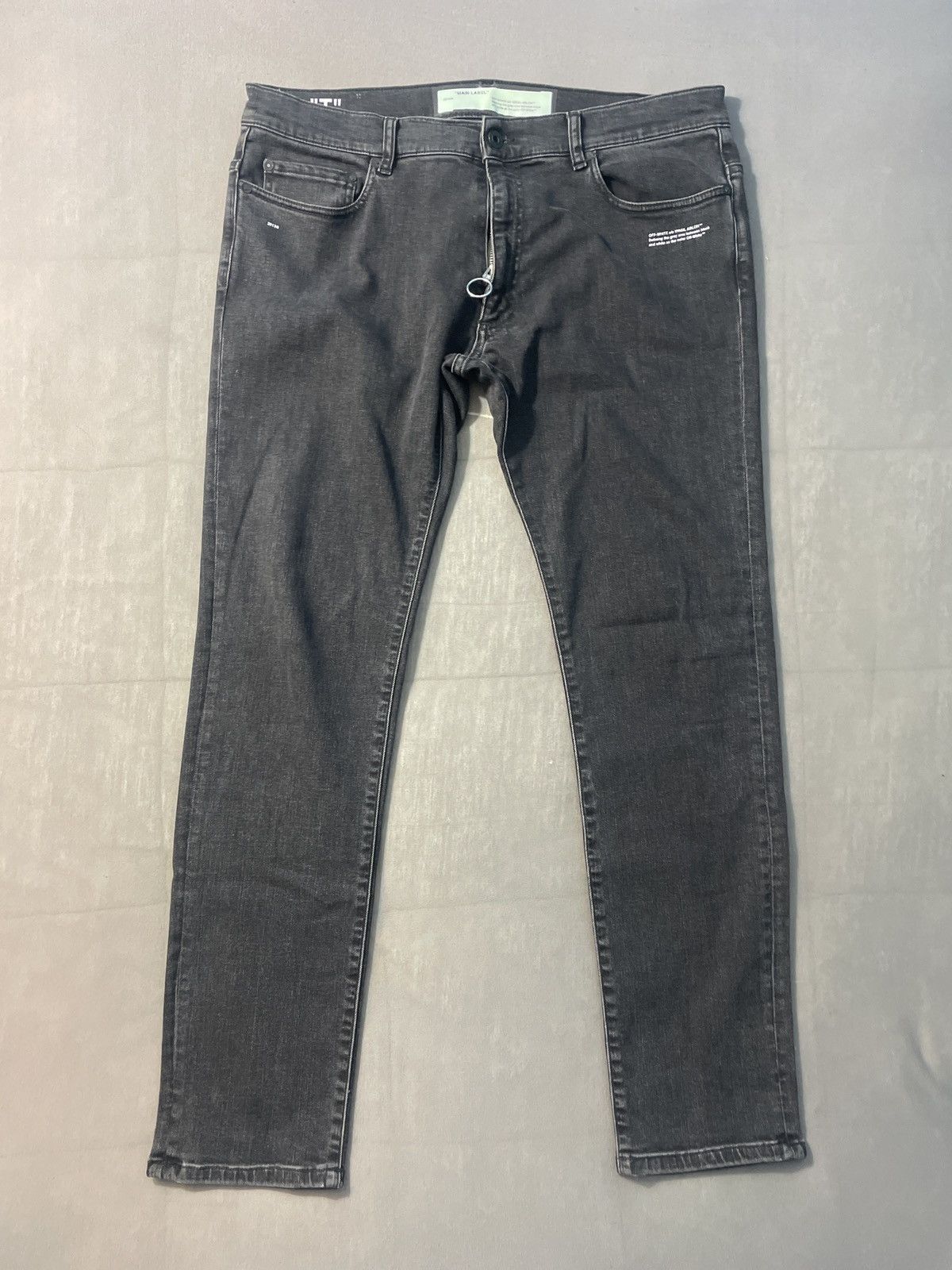 Off White Caution Tape Skinny Jeans