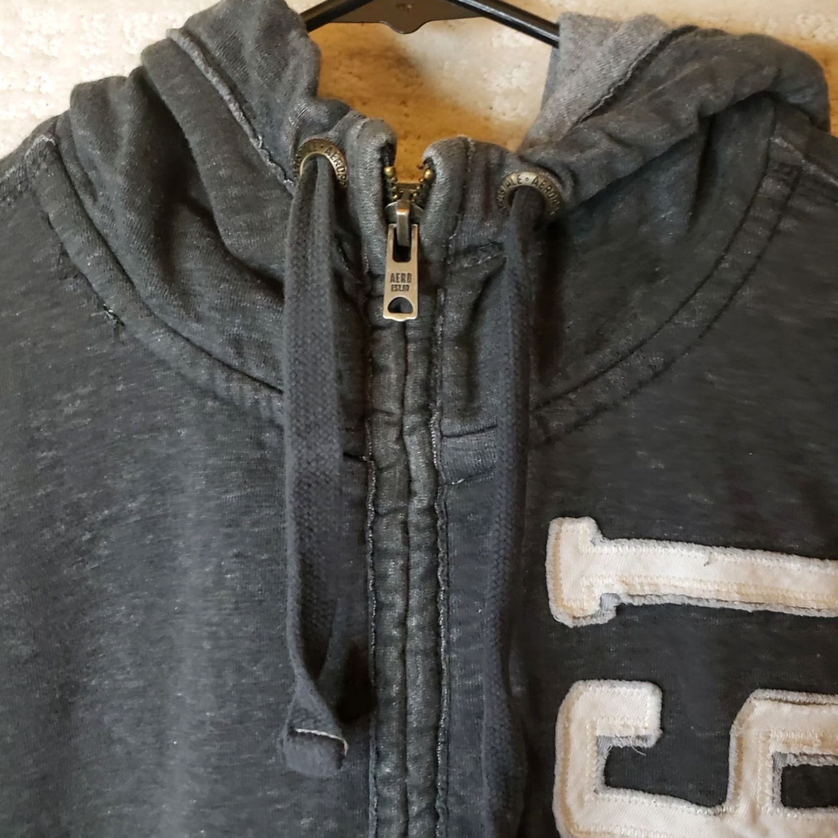 Vintage Aeropostale Men's Dark Gray Full Zip Hoodie L Embroidered Retro 1987 Theme Size US L / EU 52-54 / 3 - 6 Thumbnail