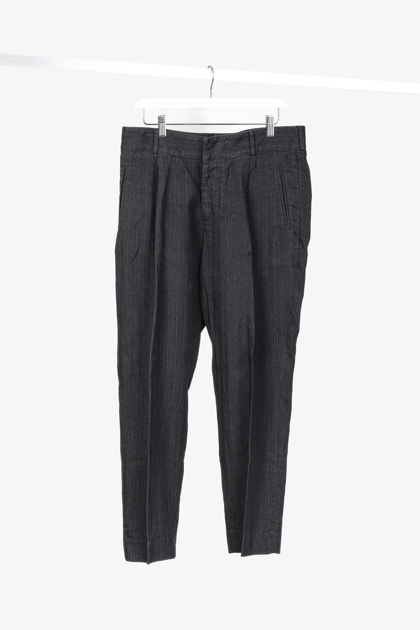 Dries Van Noten Dries Van Noten Cotton Linen Navy Pinstriped Pant Size 34" / US 12 / IT 48 - 1 Thumbnail