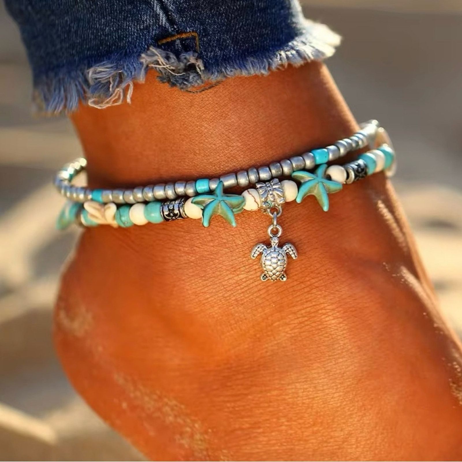 Other Bohemian Shell Starfish Tortoise Anklets Ankle Bracelet Size ONE SIZE - 1 Preview