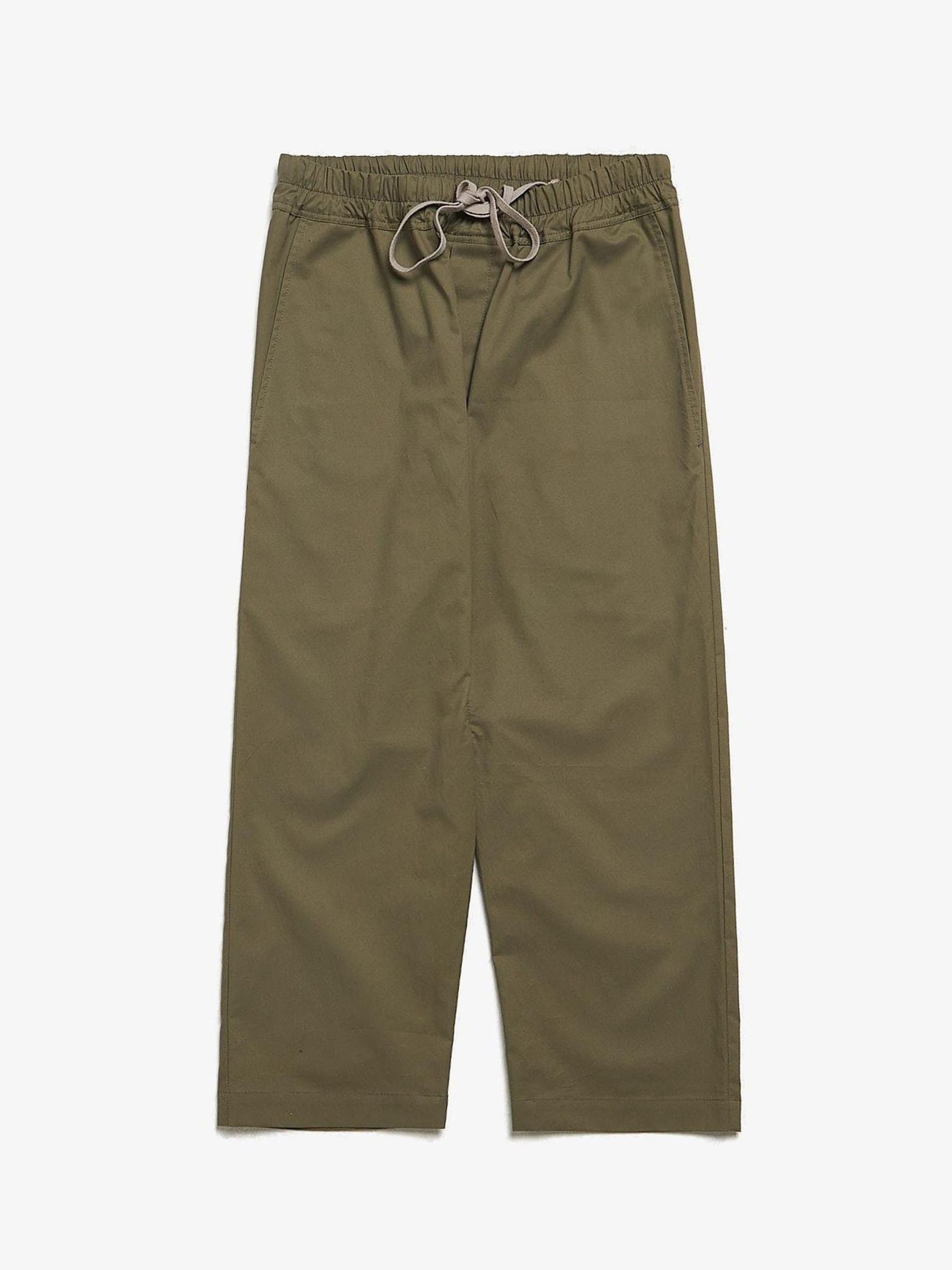 Rick Owens Khaki Drawstring Drop Crotch Cropped Cotton Pants Size US 32 / EU 48 - 1 Thumbnail