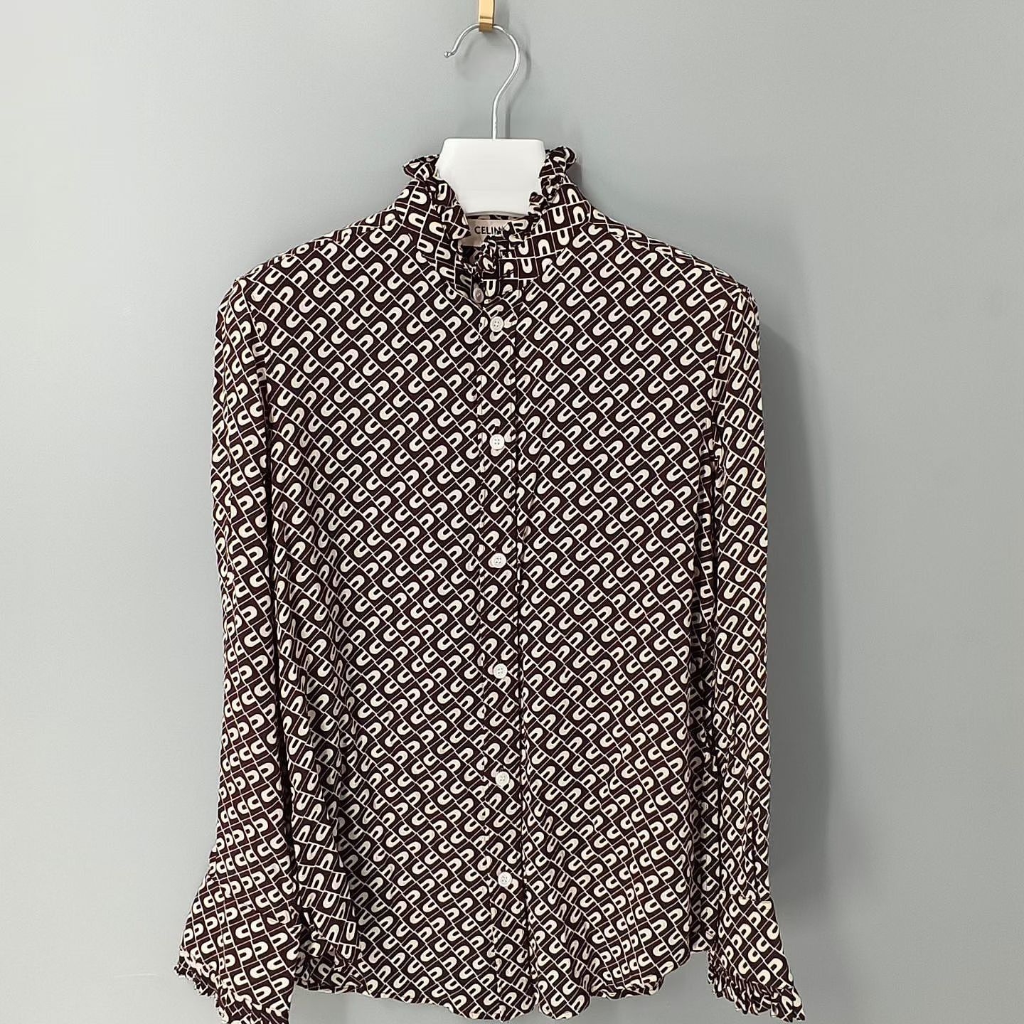 Celine Celine Monogram Silk Button Up Shirt Size 34 Size XS / US 0-2 / IT 36-38 - 1 Thumbnail