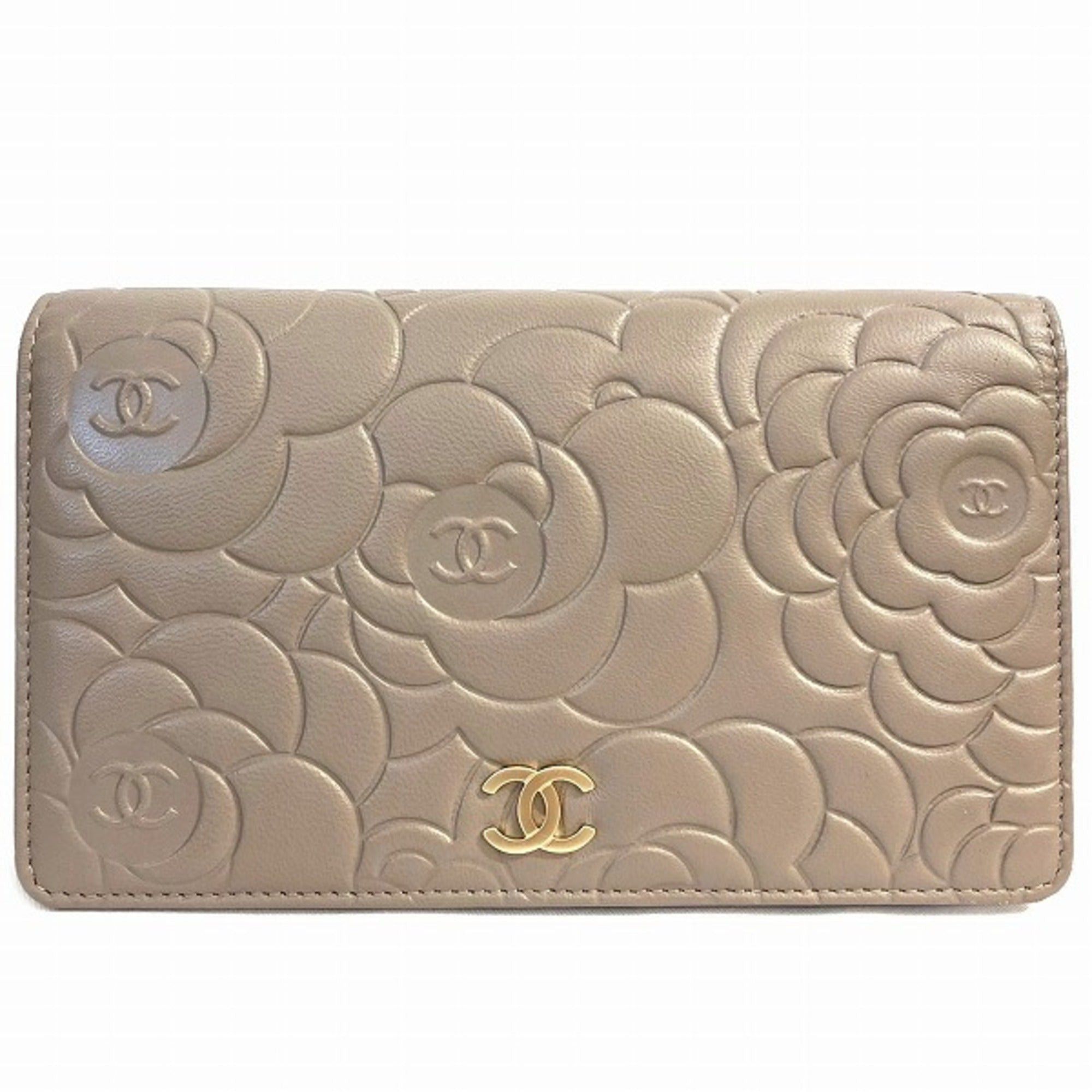 image of Chanel Camellia Cocomark Bifold Wallet Long Ladies in White, Women's