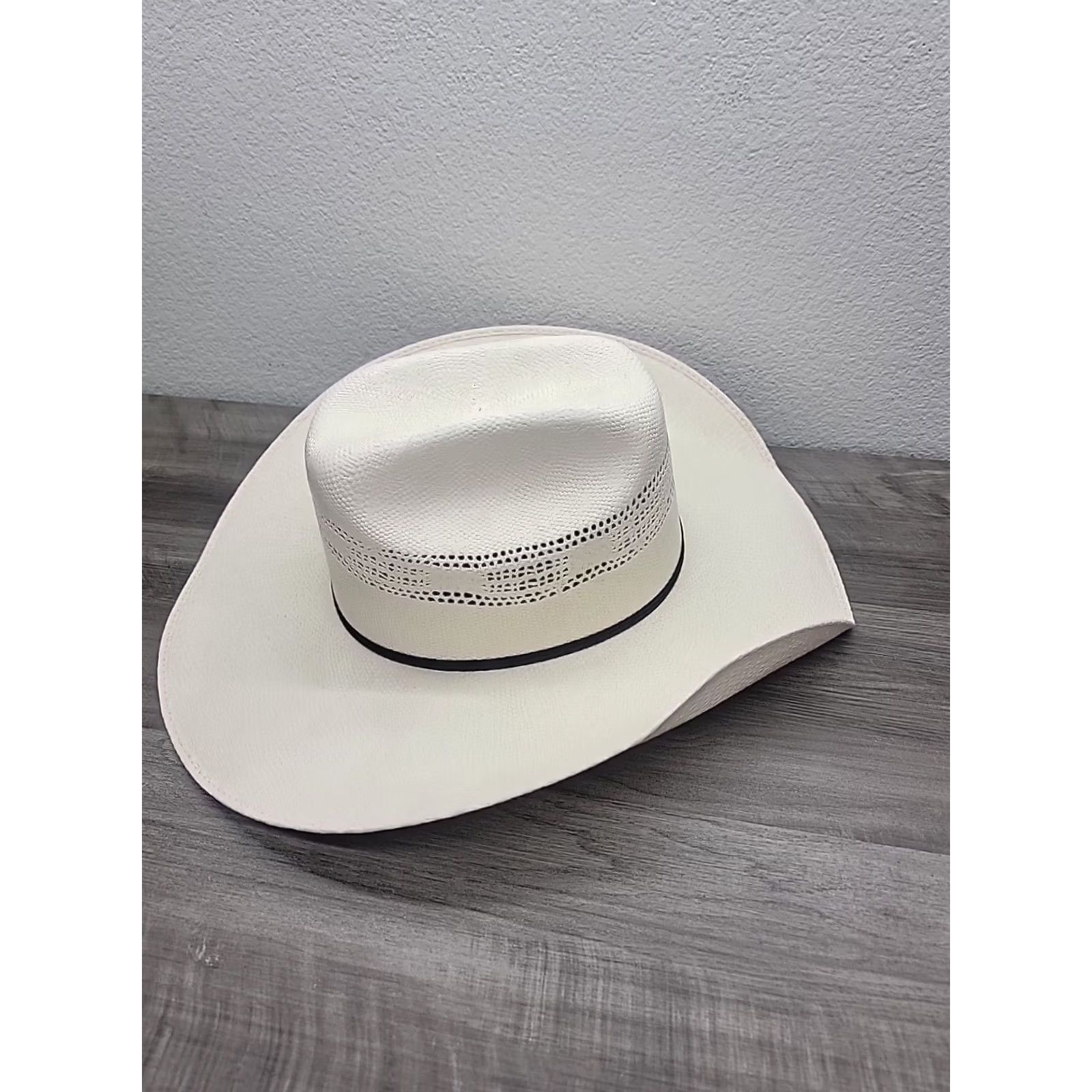 Vintage Texas Hat Co. Bangora Cowboy Hat Shantung Straw Beige 6 7/8 Mens Western Fitted Vintage No Size ONE SIZE - 5 Thumbnail