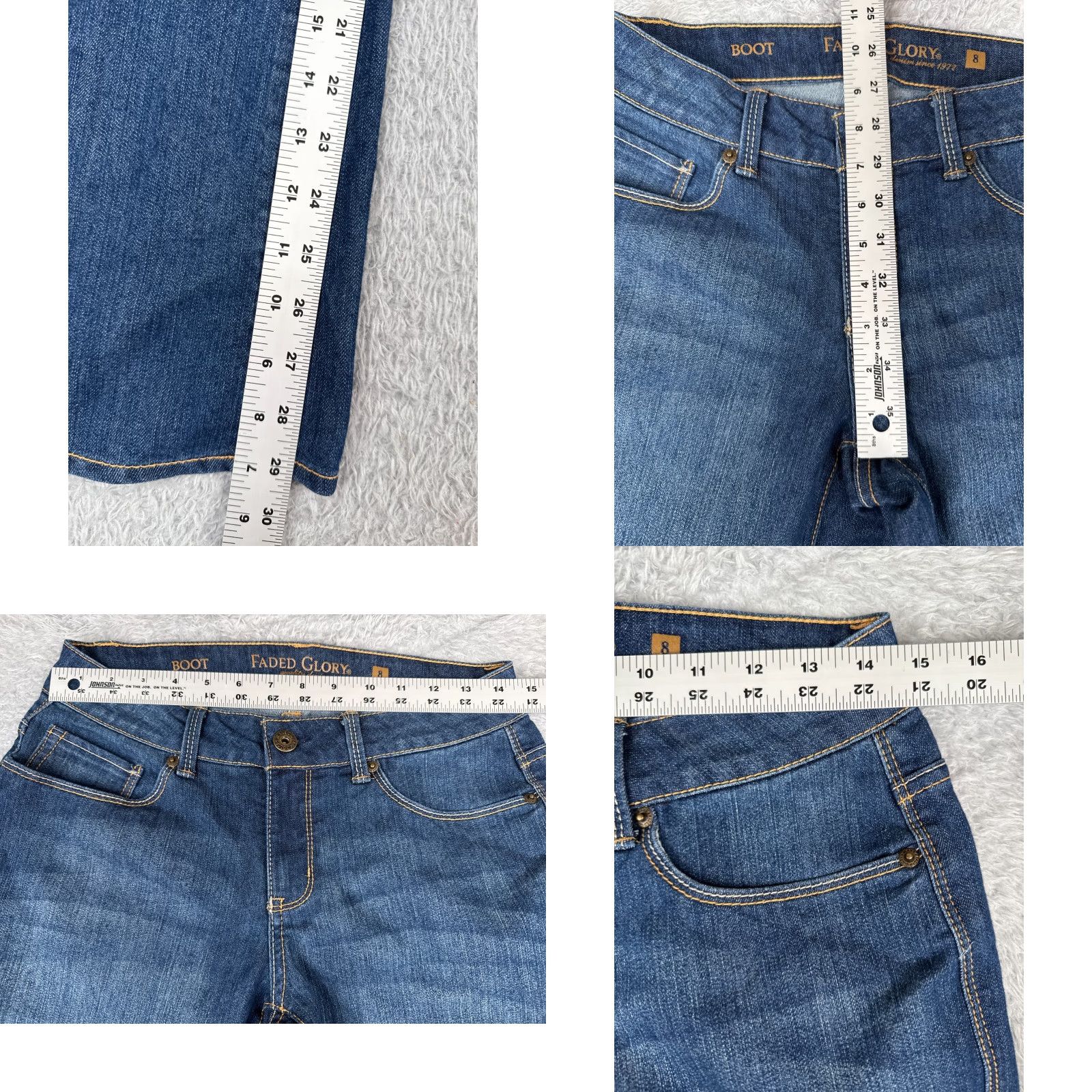 Faded Glory Faded Glory Jeans Women 8 Blue Denim Bootcut Mid Rise Cotton Stretch 28x30 Pants Size 30" / US 8 / IT 44 - 8 Thumbnail