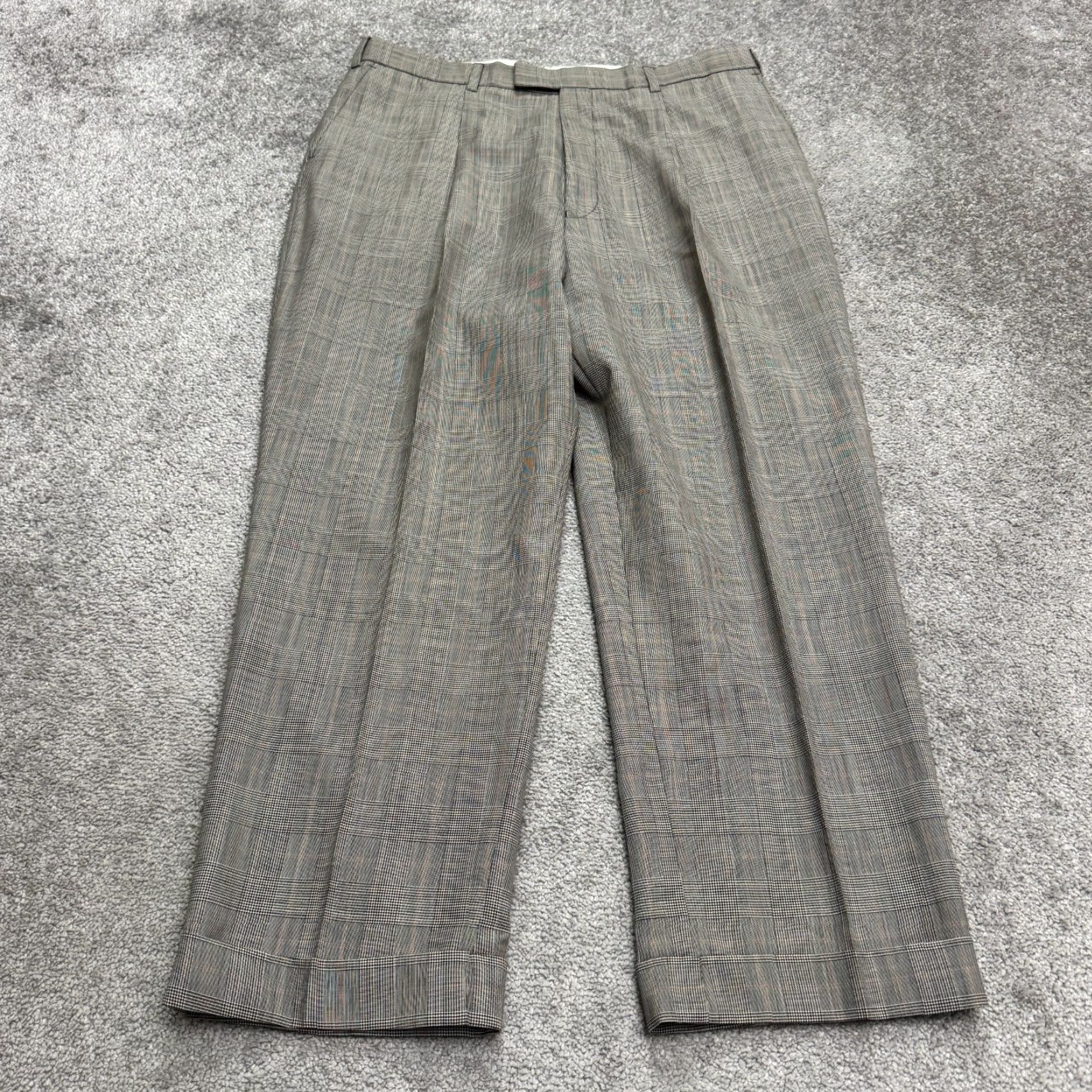 Vintage VINTAGE Alexandre Savile 2 Piece Suit Gray Plaid Wool Blazer Pants Mens 42R Size 42R - 4 Thumbnail