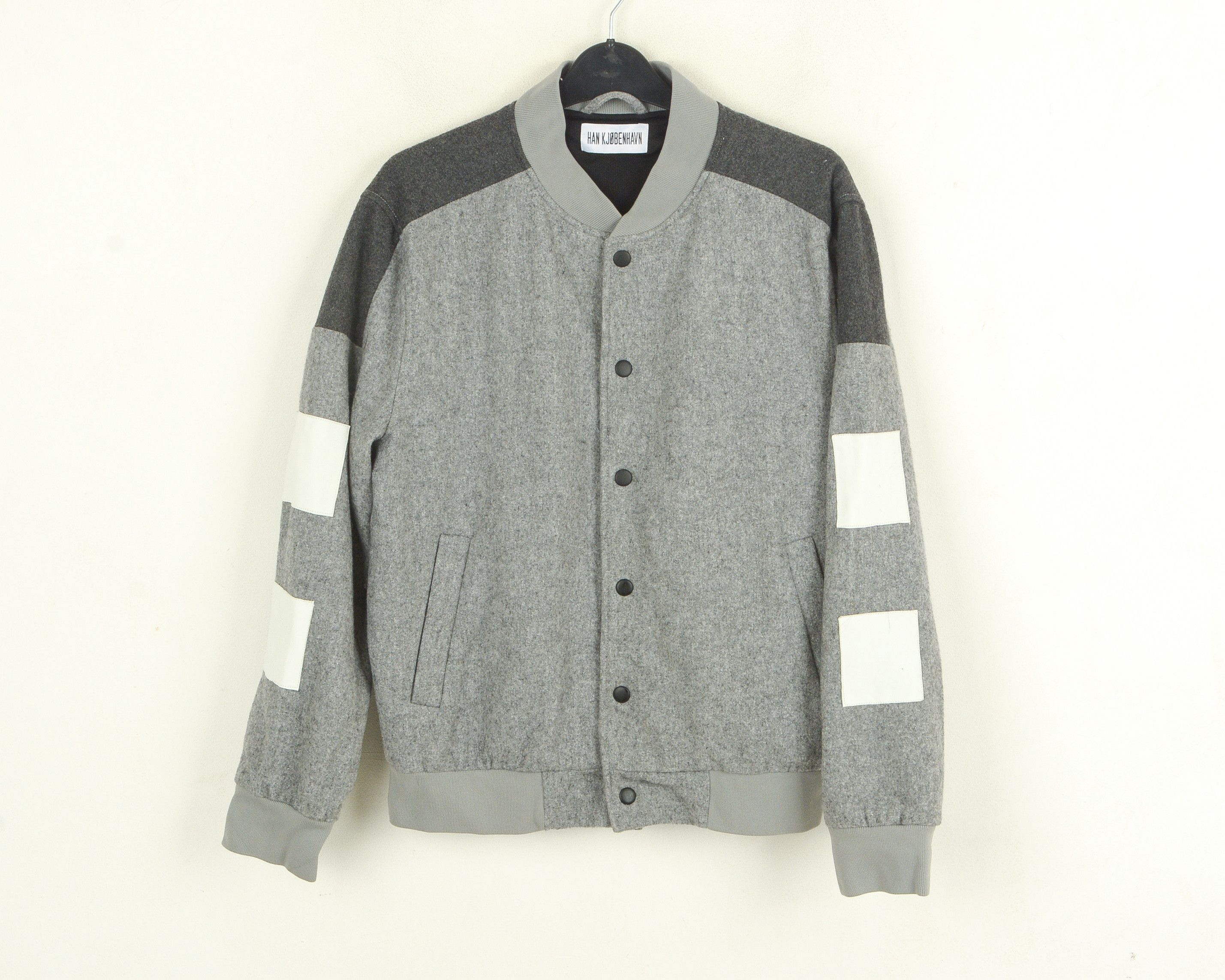 Han Kjobenhavn Womens L Wool Varsity Bomber Jacket Coat Coach Snap Button Size L / US 10 / IT 46 - 1 Thumbnail
