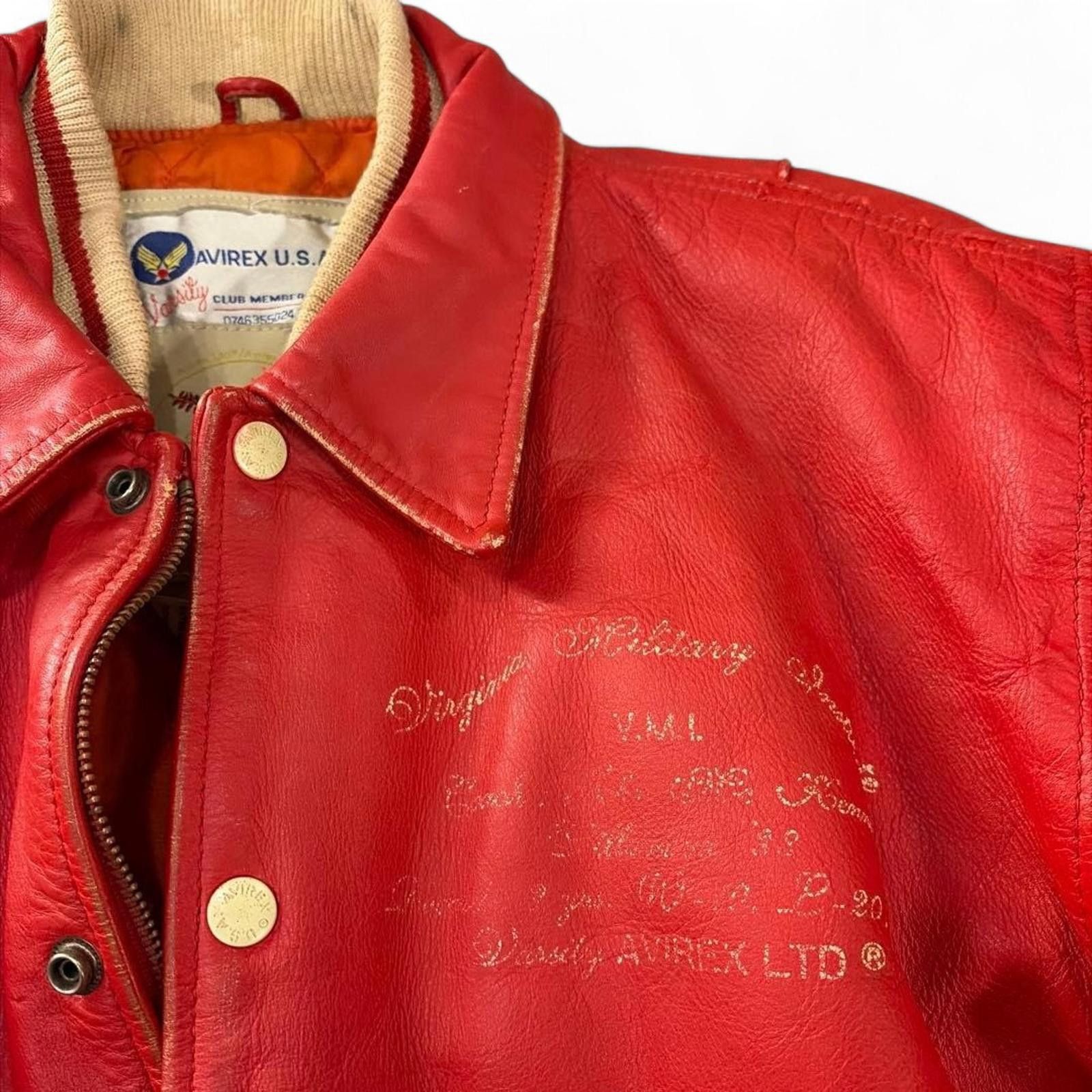Avirex Avirex - XS Red Leather Varsity Jacket Virginia Ins. Size US XS / EU 42 / 0 - 4 Thumbnail