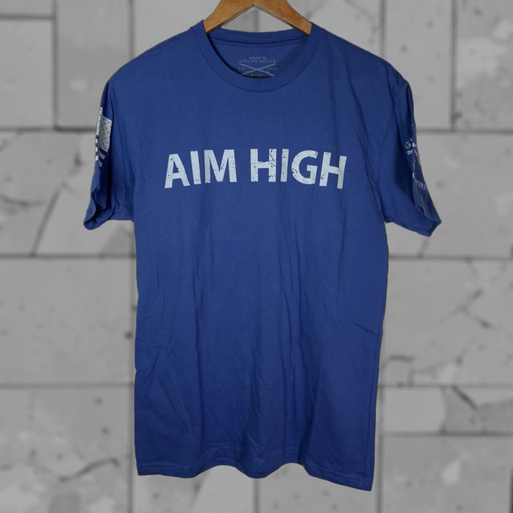Vintage GRUNT STYLE Aim High Graphic Tee Men’s Size M Blue 100% Cotton Patriotic Shirt Size US M / EU 48-50 / 2 - 1 Thumbnail