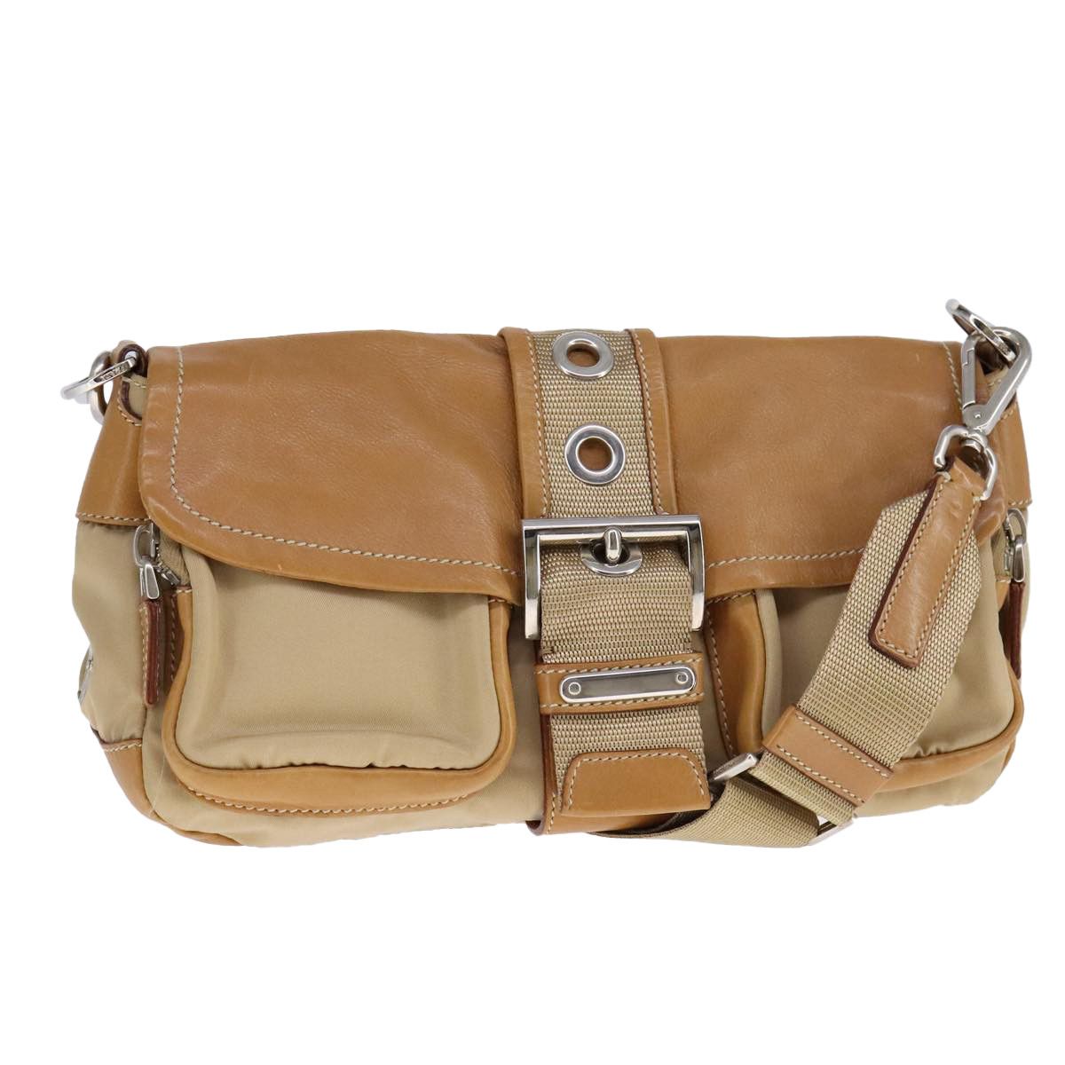 Prada Re-Nylon Beige Synthetic Shoulder Bag (Pre-Owned) Size ONE SIZE - 1 Thumbnail
