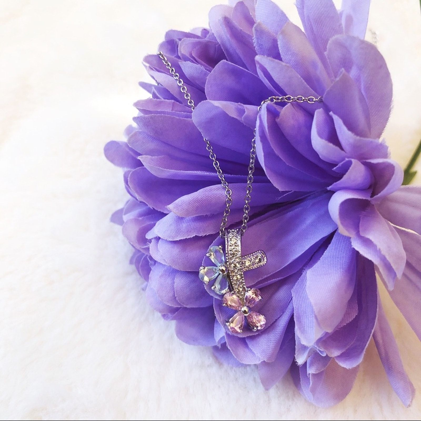 Other Sterling Silver Multi Crystals Flowers Necklace Size ONE SIZE - 3 Thumbnail