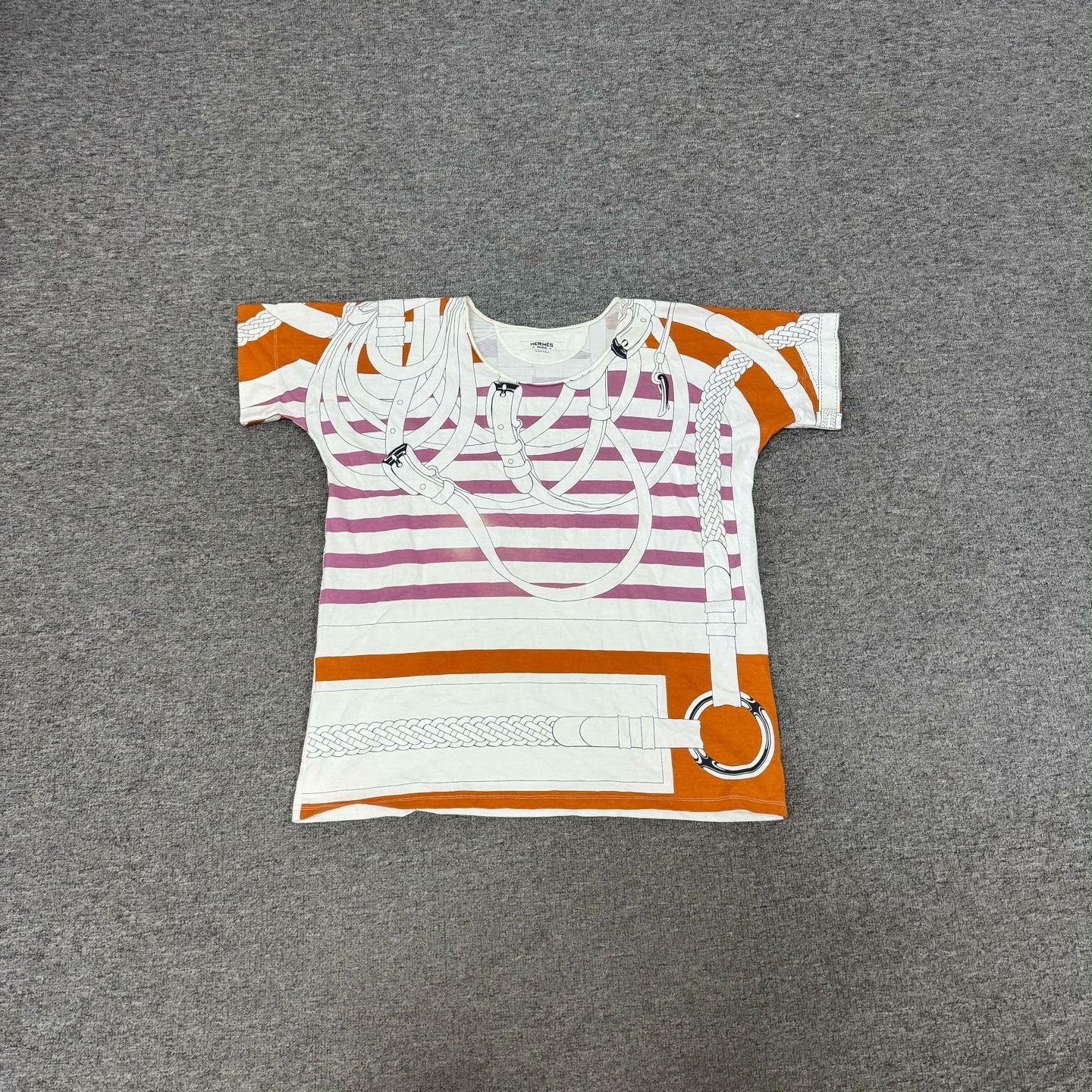 Hermes Hermes Pink White Stripe Knit T-Shirt Size M / US 6-8 / IT 42-44 - 1 Thumbnail