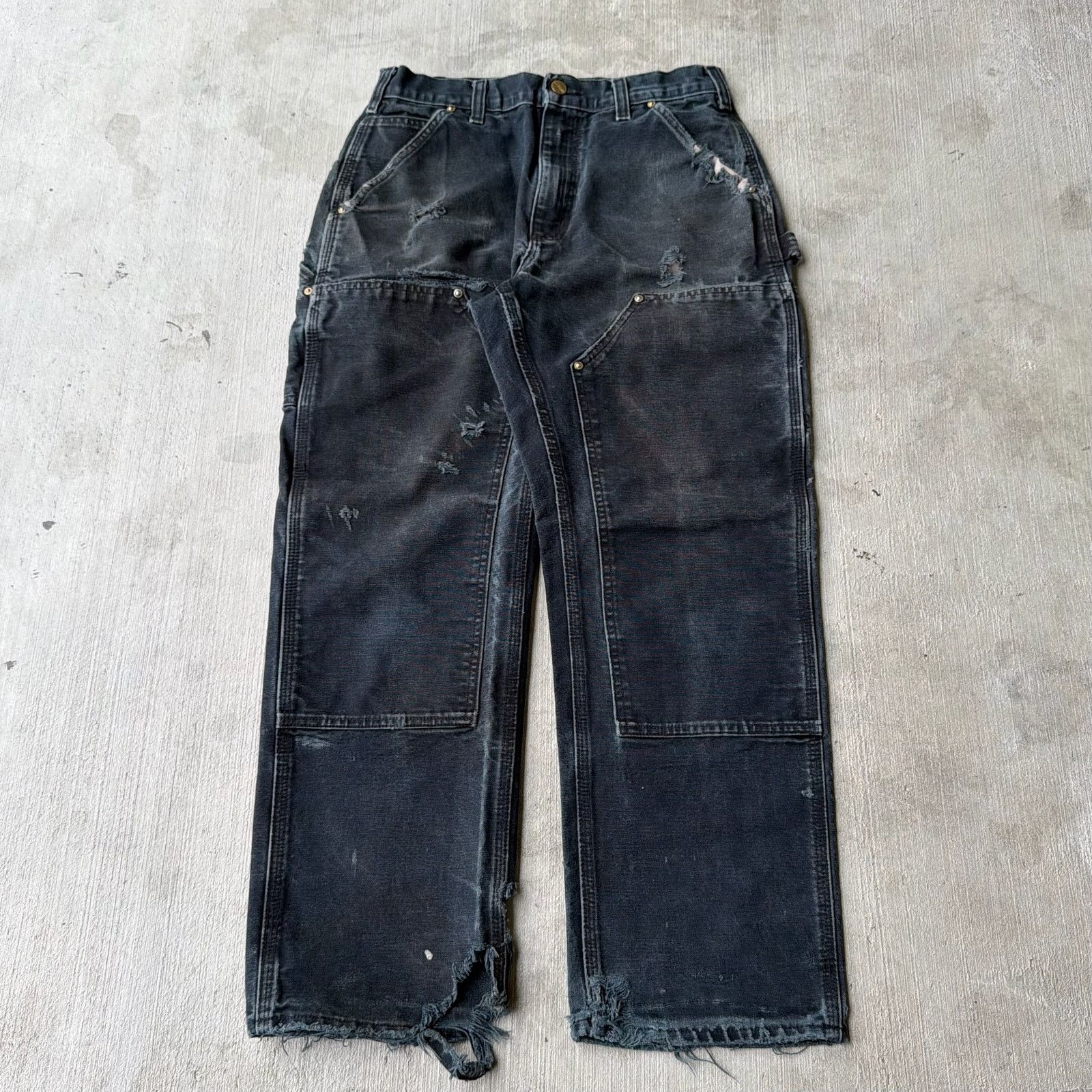 Carhartt × Vintage Carhartt faded black double knee work wear carpenter pants Size US 28 / EU 44 - 1 Thumbnail