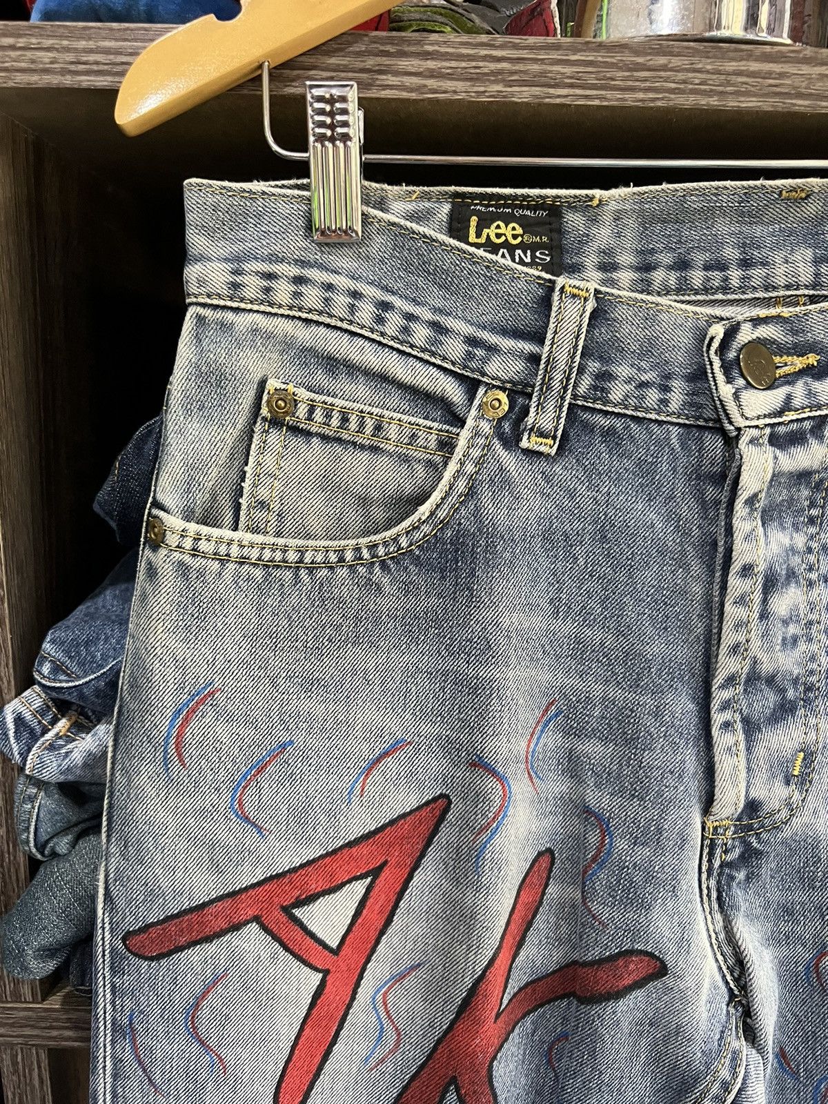 Lee 🔥Rare Vintage Lee Sketch Denim Size US 31 - 5 Thumbnail