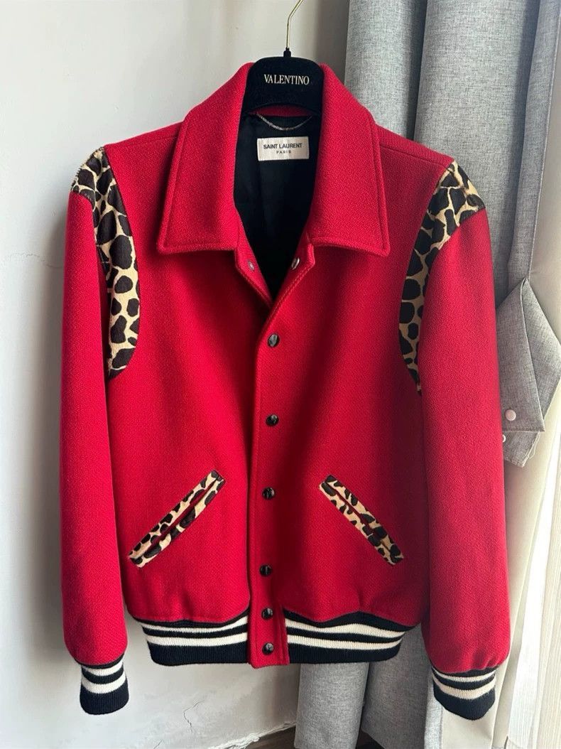 Saint Laurent Paris Saint Laurent Red Leopard Print Jacket-2506 Size US M / EU 48-50 / 2 - 1 Thumbnail