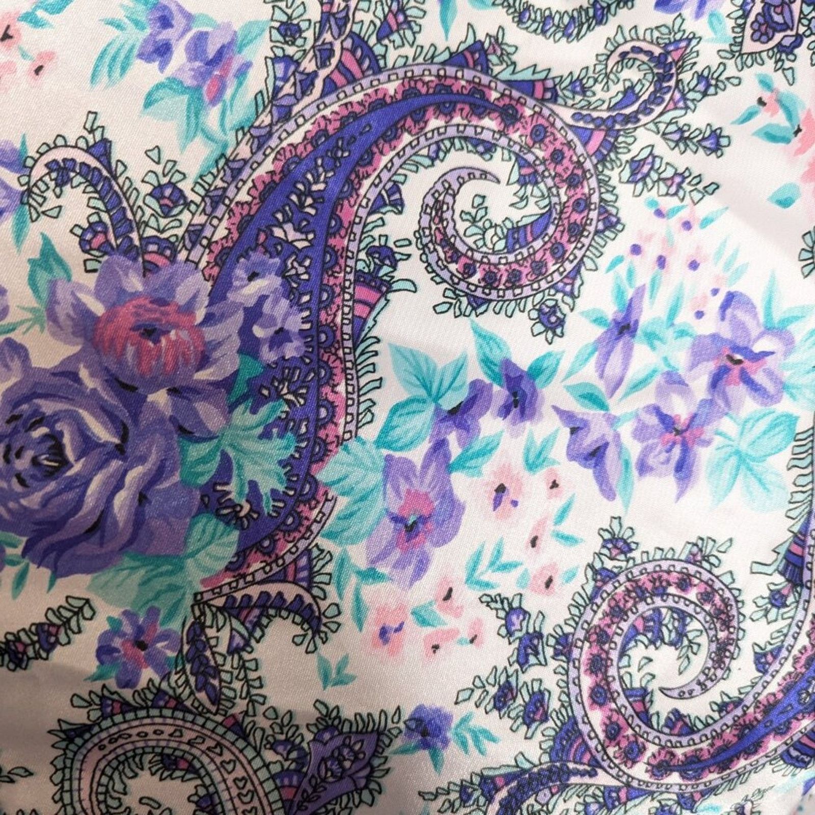 Vintage Vintage 80s Purple Floral Paisley Long Sleeve Tie Waist Robe Size ONE SIZE - 6 Thumbnail