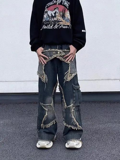 Other Retro washed distressed star work jeans Size US 32 / EU 48 - 3 Thumbnail