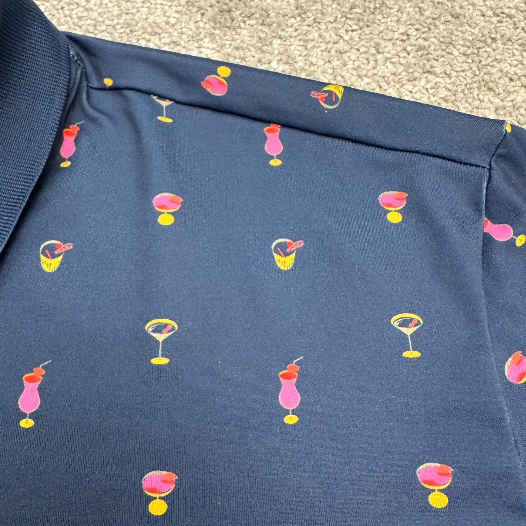 Bonobos Bonobos Golf Polo Shirt Mens XXL Navy Blue Cocktail Drinks Print Size US XXL / EU 58 / 5 - 7 Thumbnail