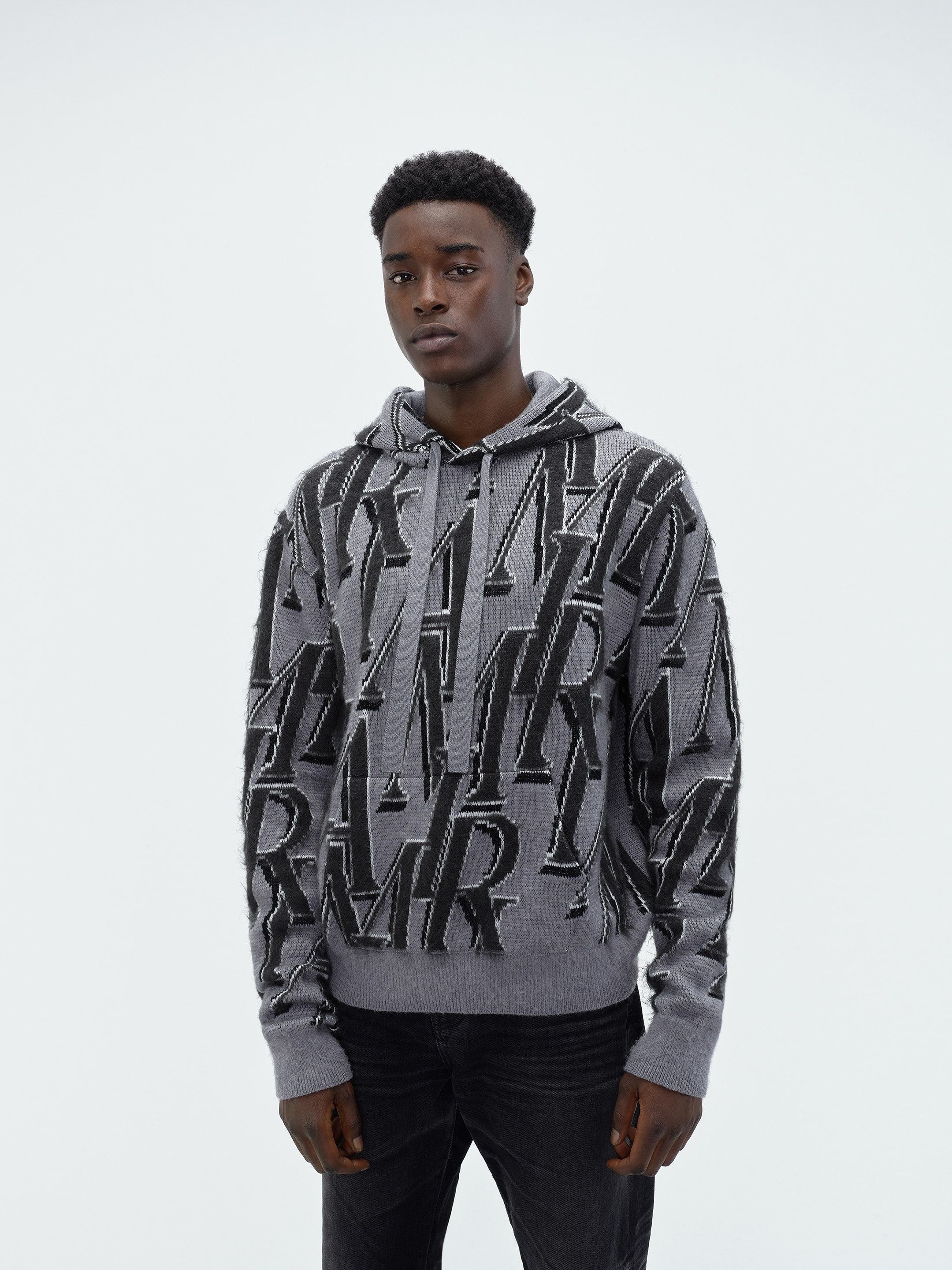 Amiri o1w1db10325 Repeat Hoodie in Grey/Black Size US S / EU 44-46 / 1 - 3 Thumbnail