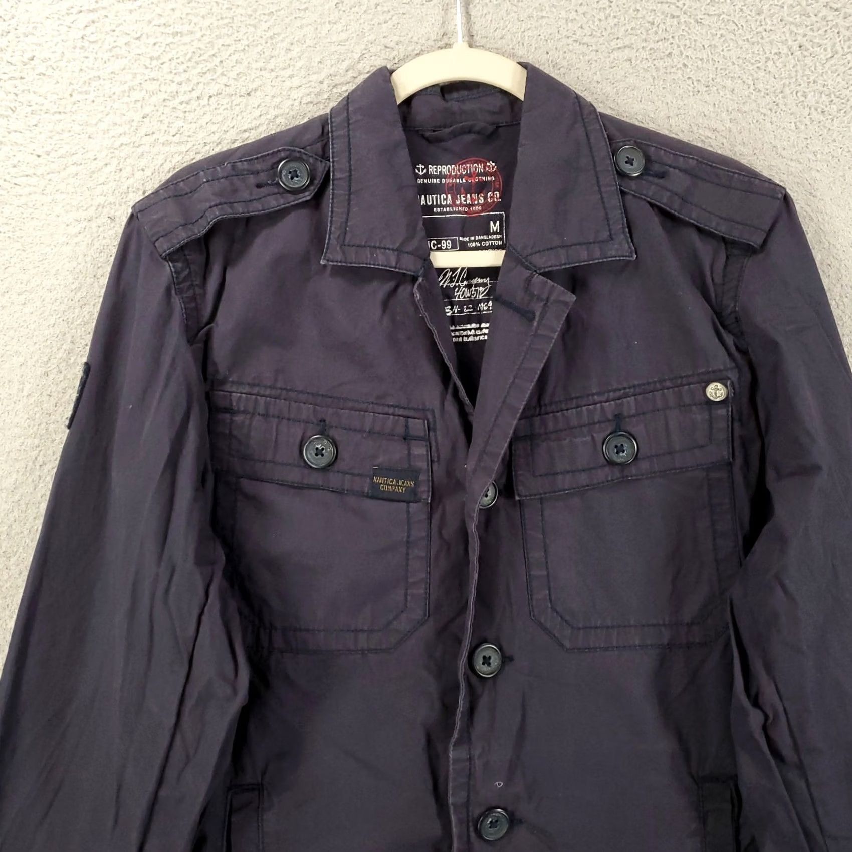Nautica Nautica Mens Medium Navy Canvas Military Army Shacket Shirt Jacket Size US M / EU 48-50 / 2 - 6 Thumbnail