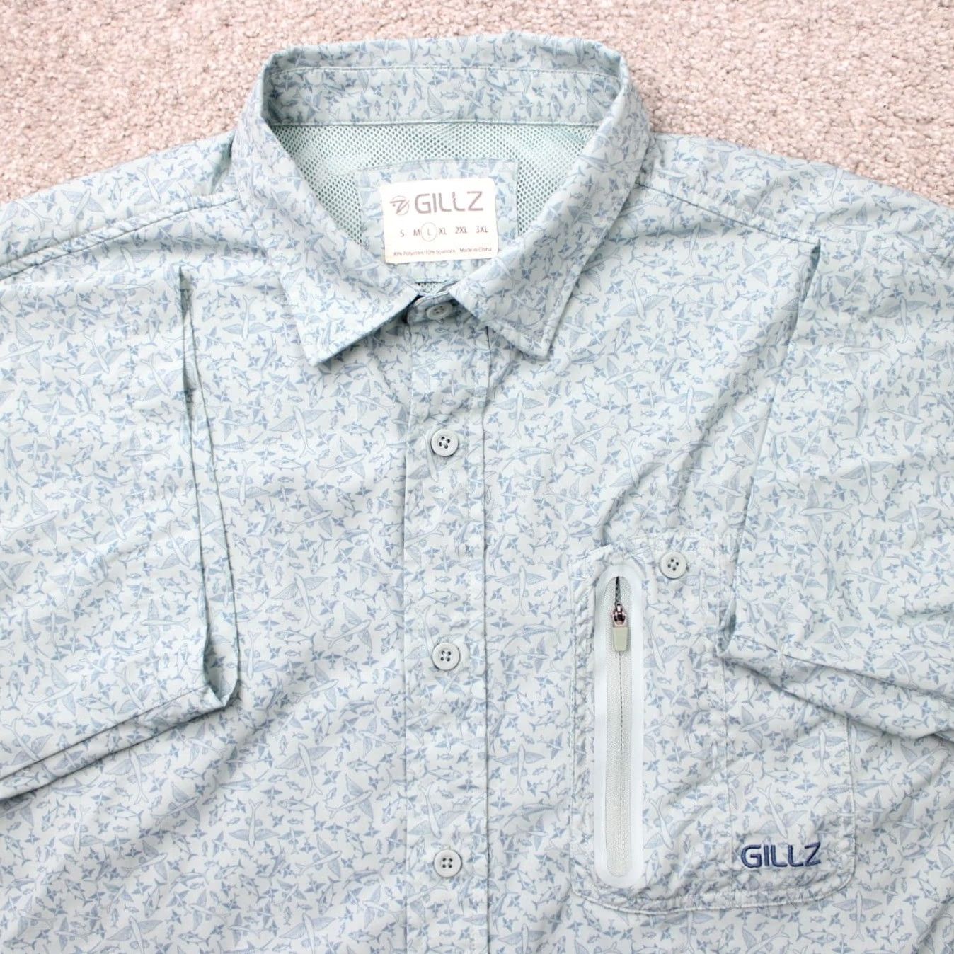 Vintage Gillz Shirt Geometric Blue Button-Up Long Sleeve Mens Large Polyester Stretch Size US L / EU 52-54 / 3 - 2 Thumbnail