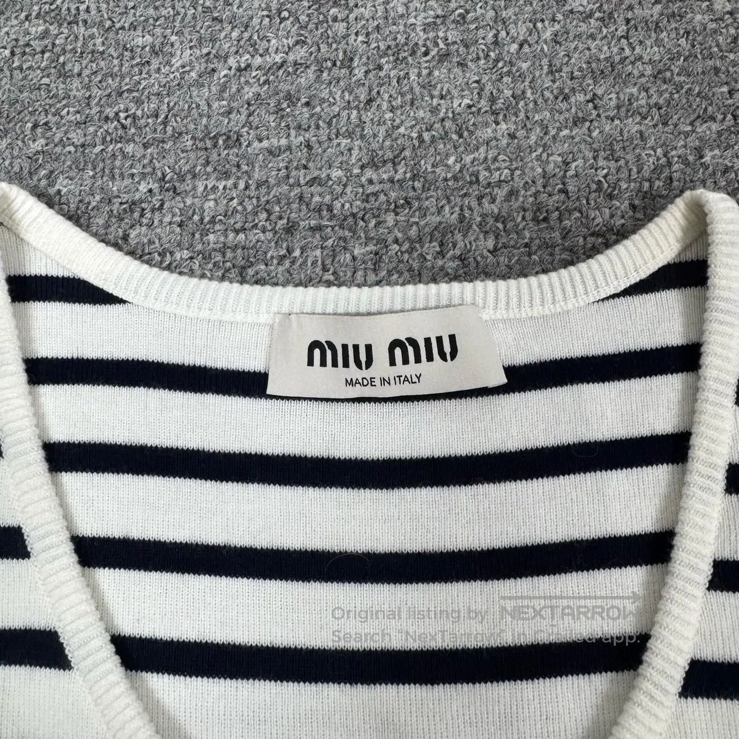 Miu Miu miu miu Alphabet Logo Striped Sleeveless Dress| Size S / US 4 / IT 40 - 6 Thumbnail